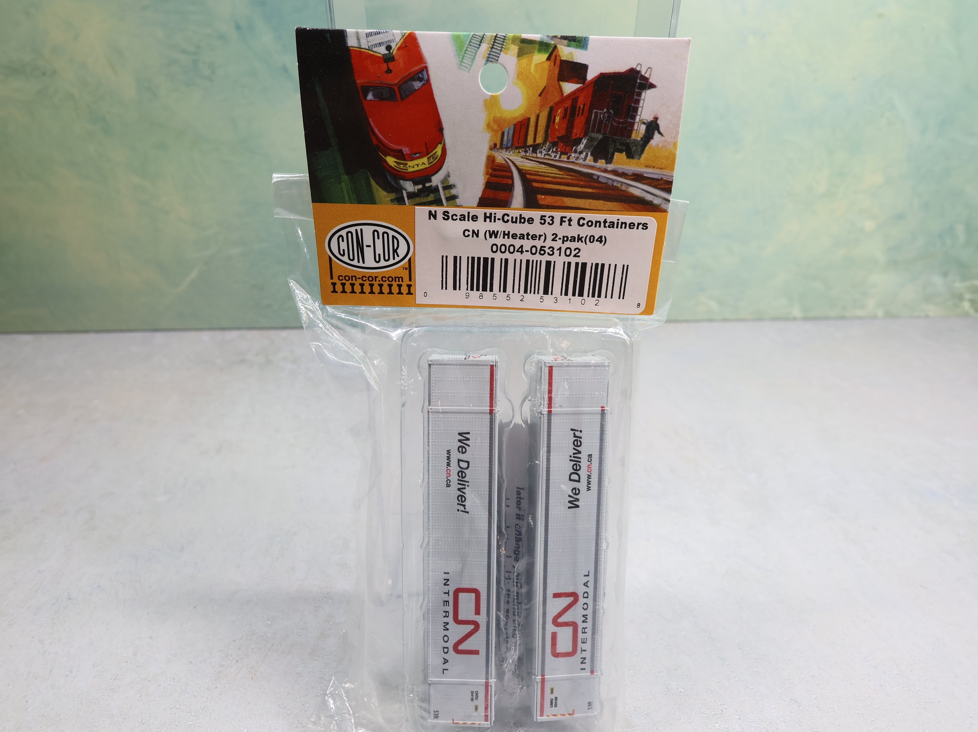 Con-Cor #4-053102 N Scale 53' Hi-Cube 53' Containers w/ Heater Canadian National (2 pcs)