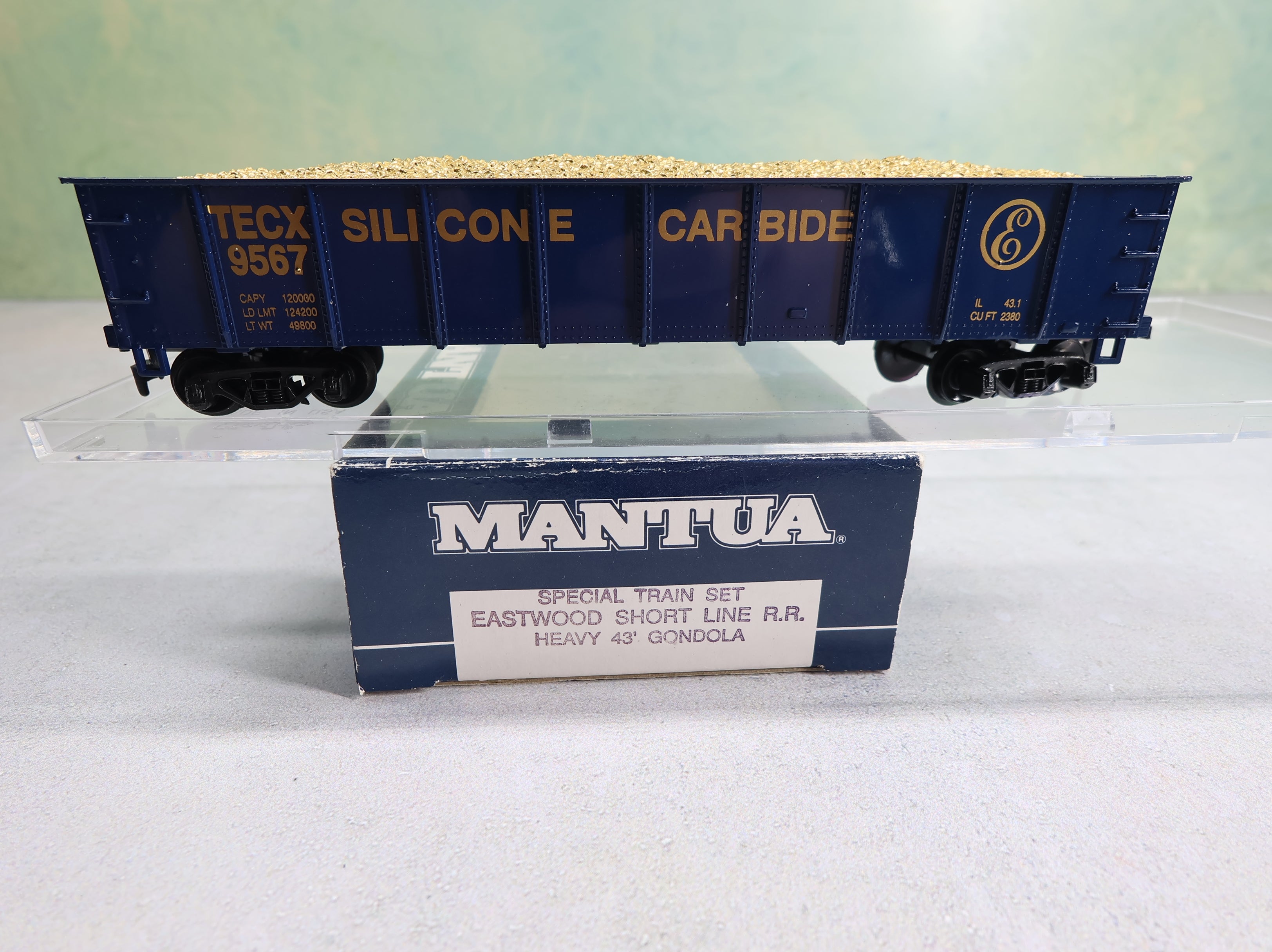 USED Mantua HO Scale Heavy 43' Gondola Eastwood Short Line TECX #9567 Silicone Carbide