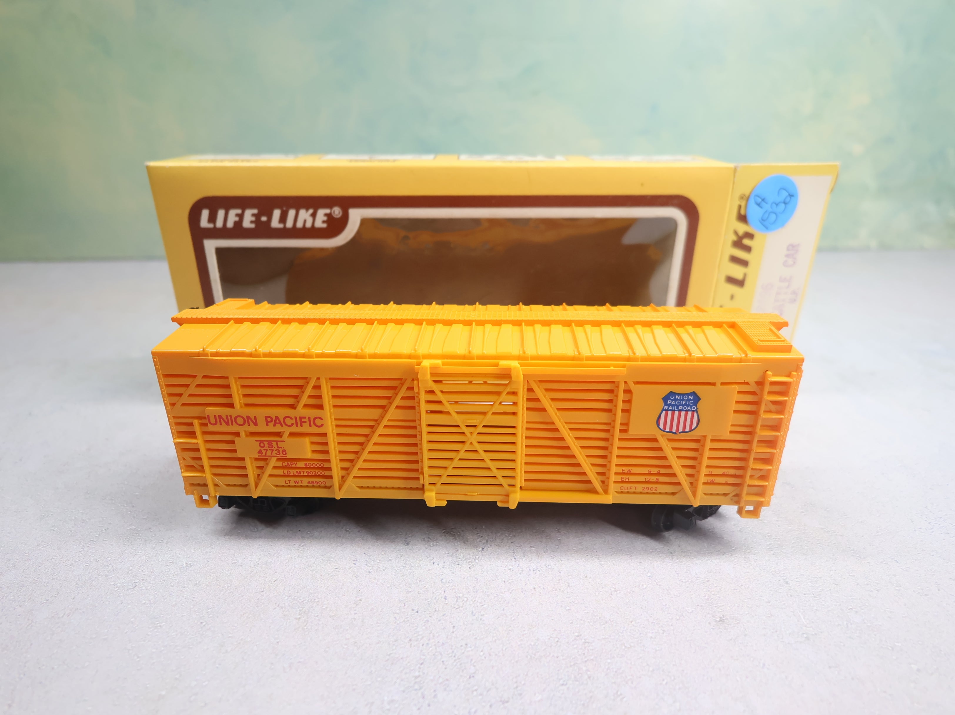 USED Life-Like HO Scale 40' Cattle Stock Car Union Pacific OSL #47736