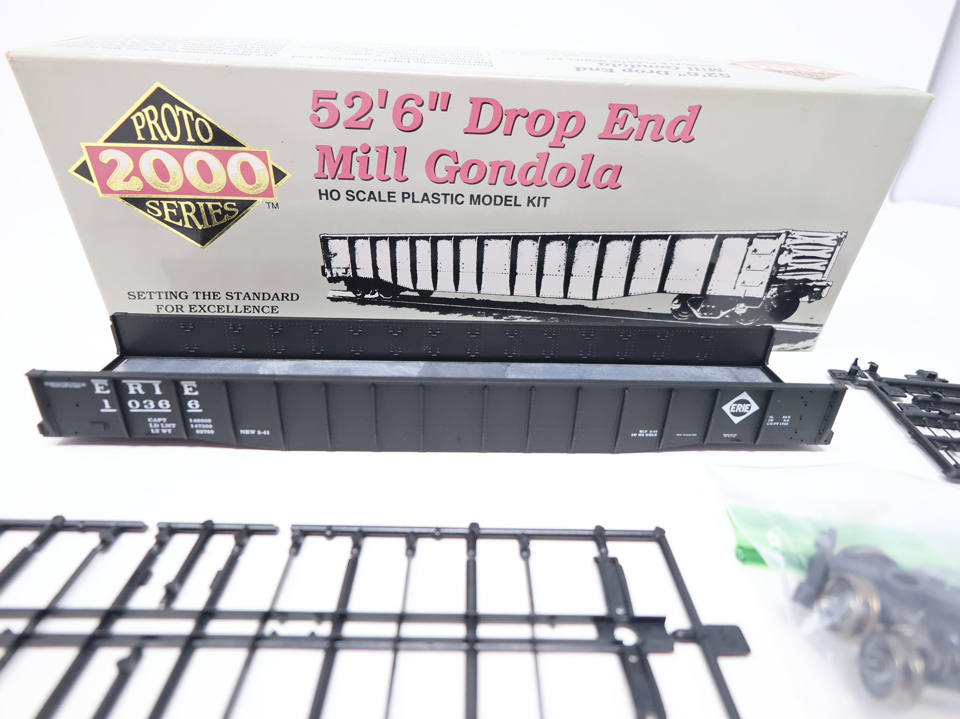 USED Life-Like HO Scale Proto2000 52'6" Deop End Mill Gondola Erie #10366 KIT