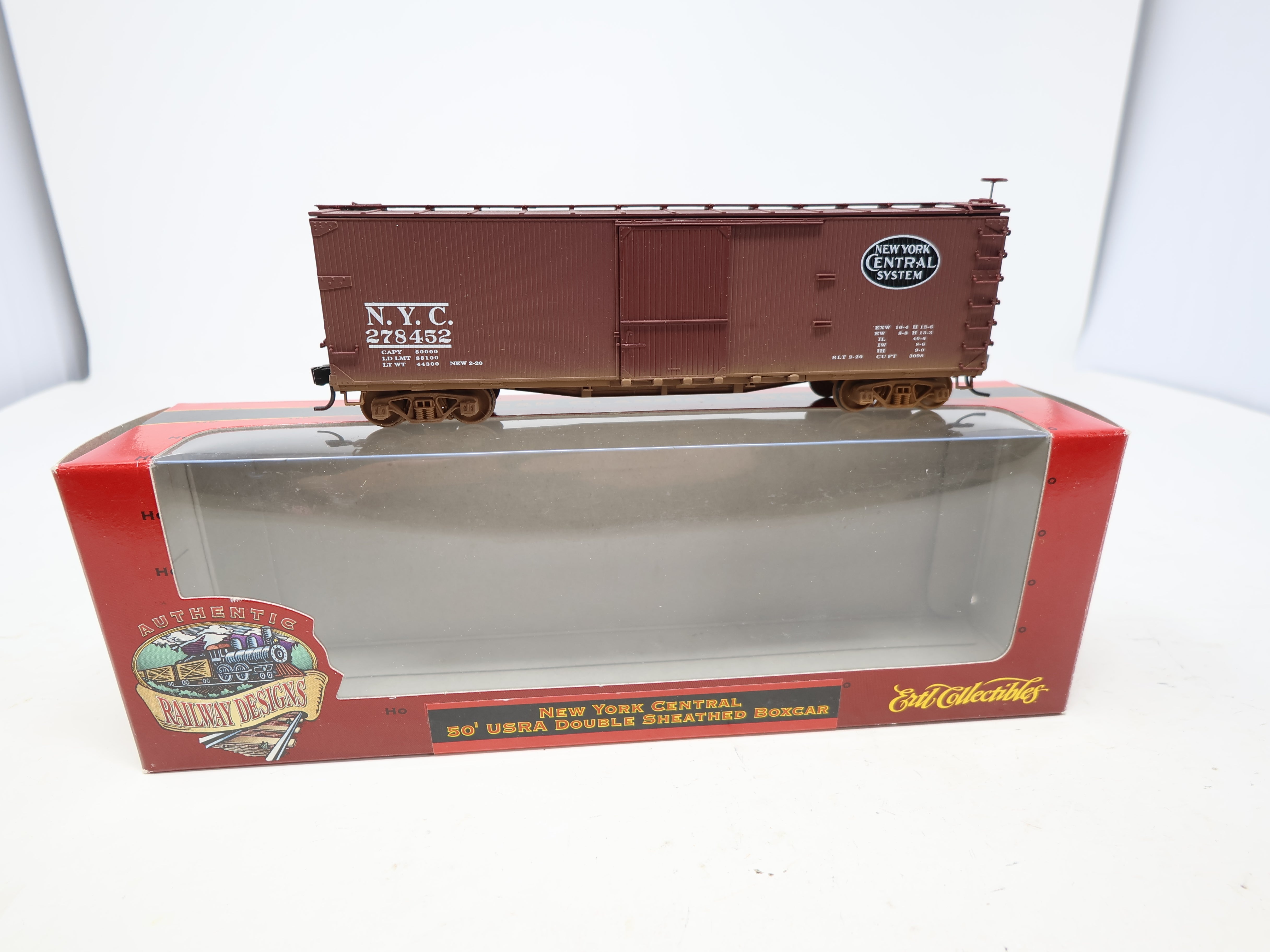 USED ERTL 4988 HO Scale, 50' USRA Double Sheathed Box Car, New York Central NYC #278452, Weathered