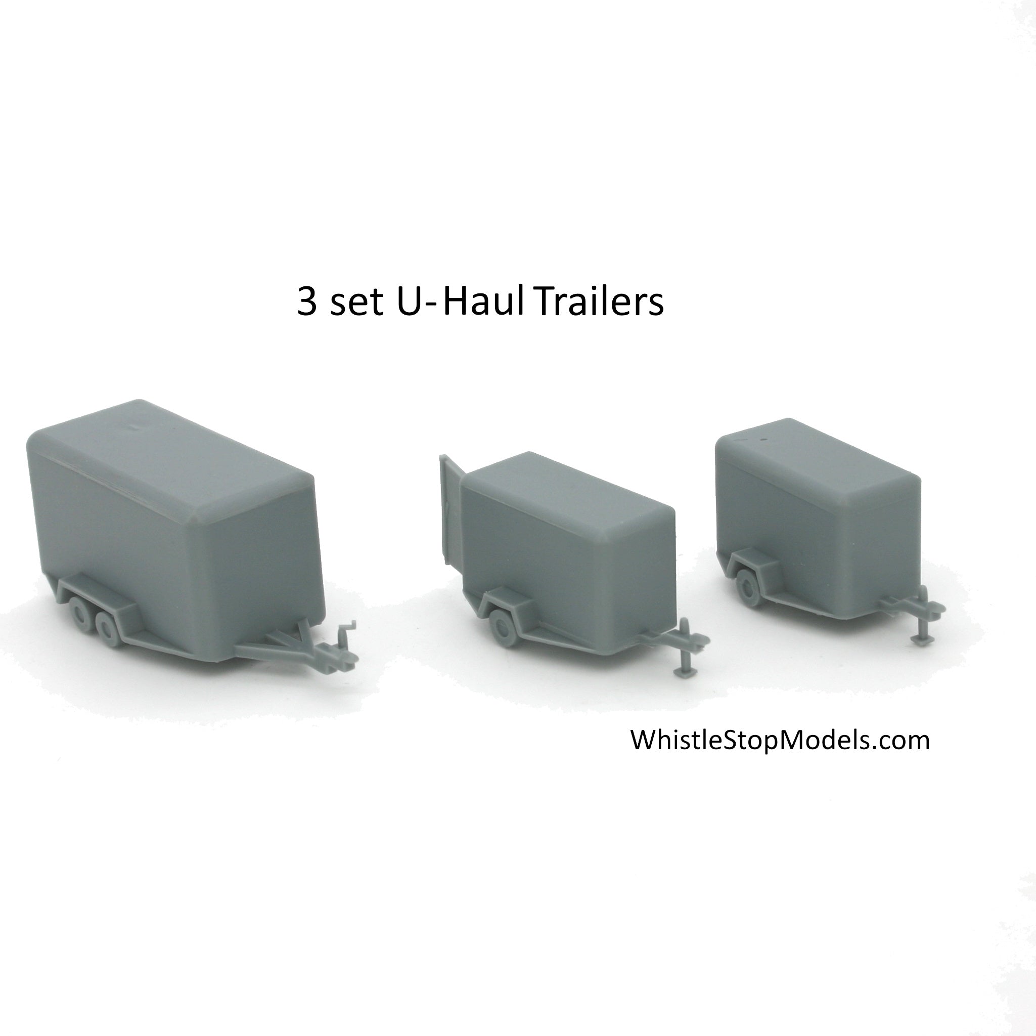 Whistle Stop Models HO3023 HO Scale Set of 3 U-Haul Trailers, Resin 3D Printed, Highly Detailed