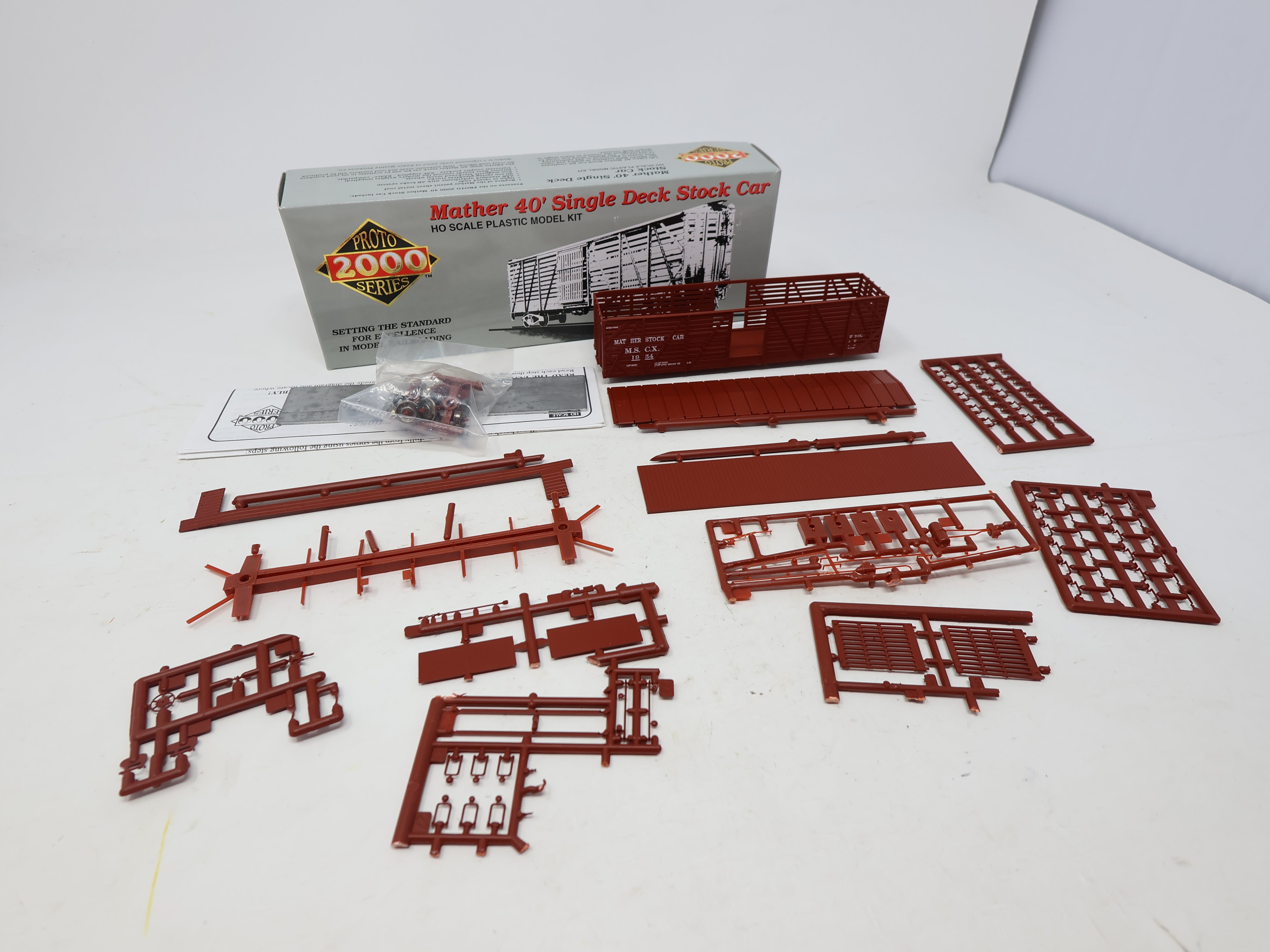 USED Life-Like HO Scale, 40' Single Deck Stock Car, Mather #1954 (KIT)