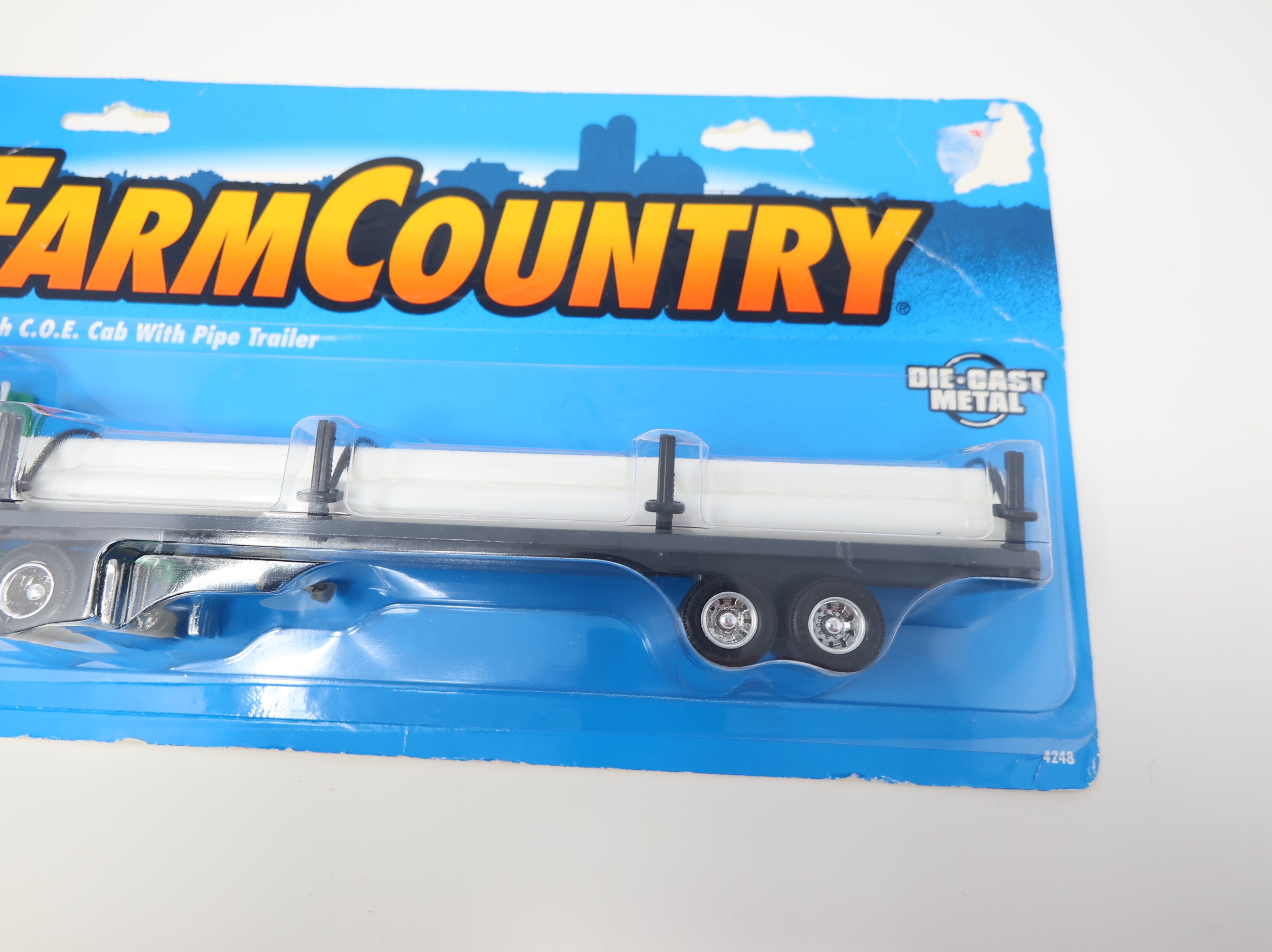 USED ERTL 4248 Kenworth C.O.E. Cab w/ Pipe Trailer Tyler Transport Diecast Metal (Sealed) Farm Country