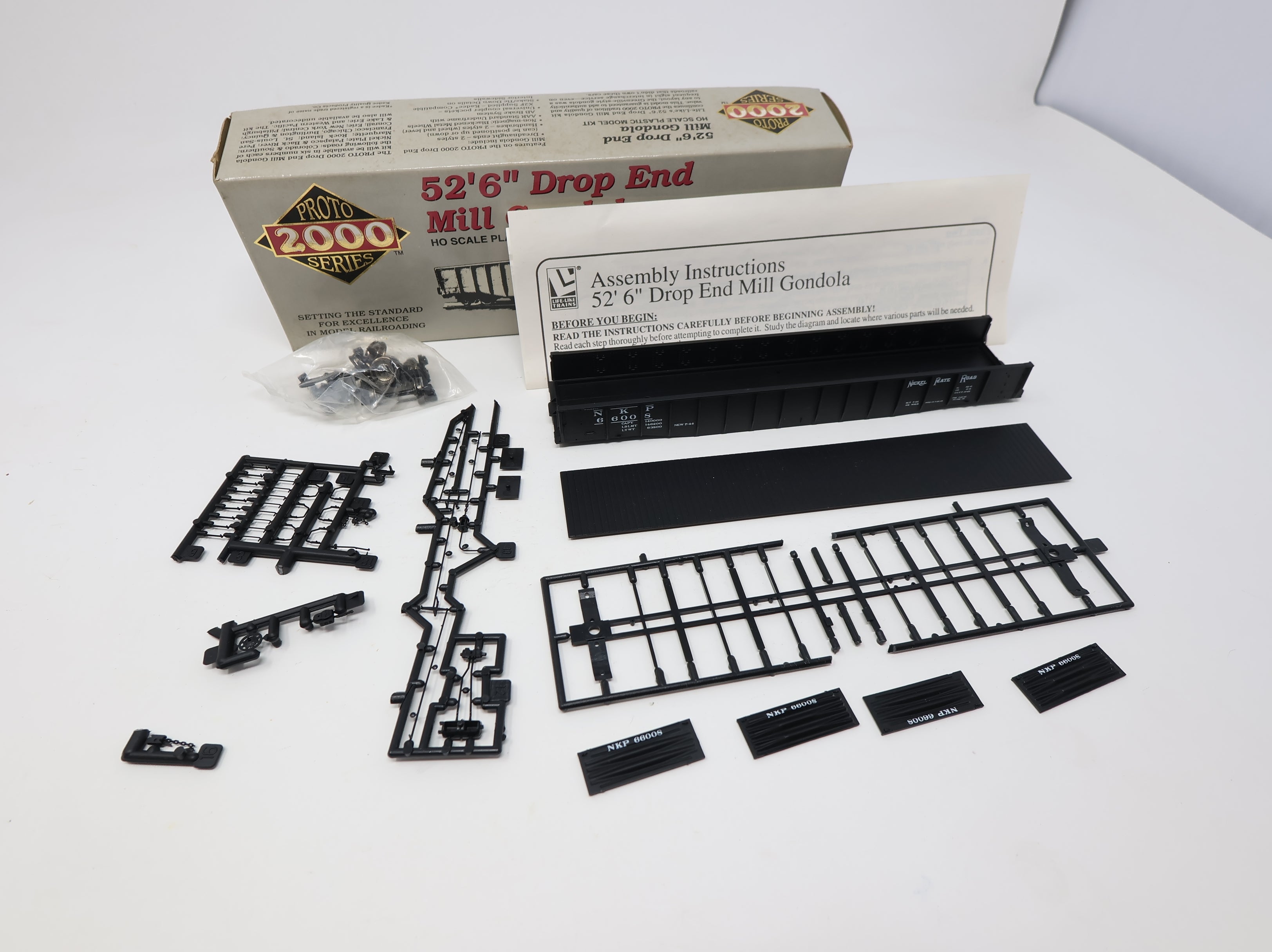 USED Life-Like 8465 HO Scale 52'6" Drop End Mill Gondola Nickel Plate Road NKP #66008 Proto2000 KIT