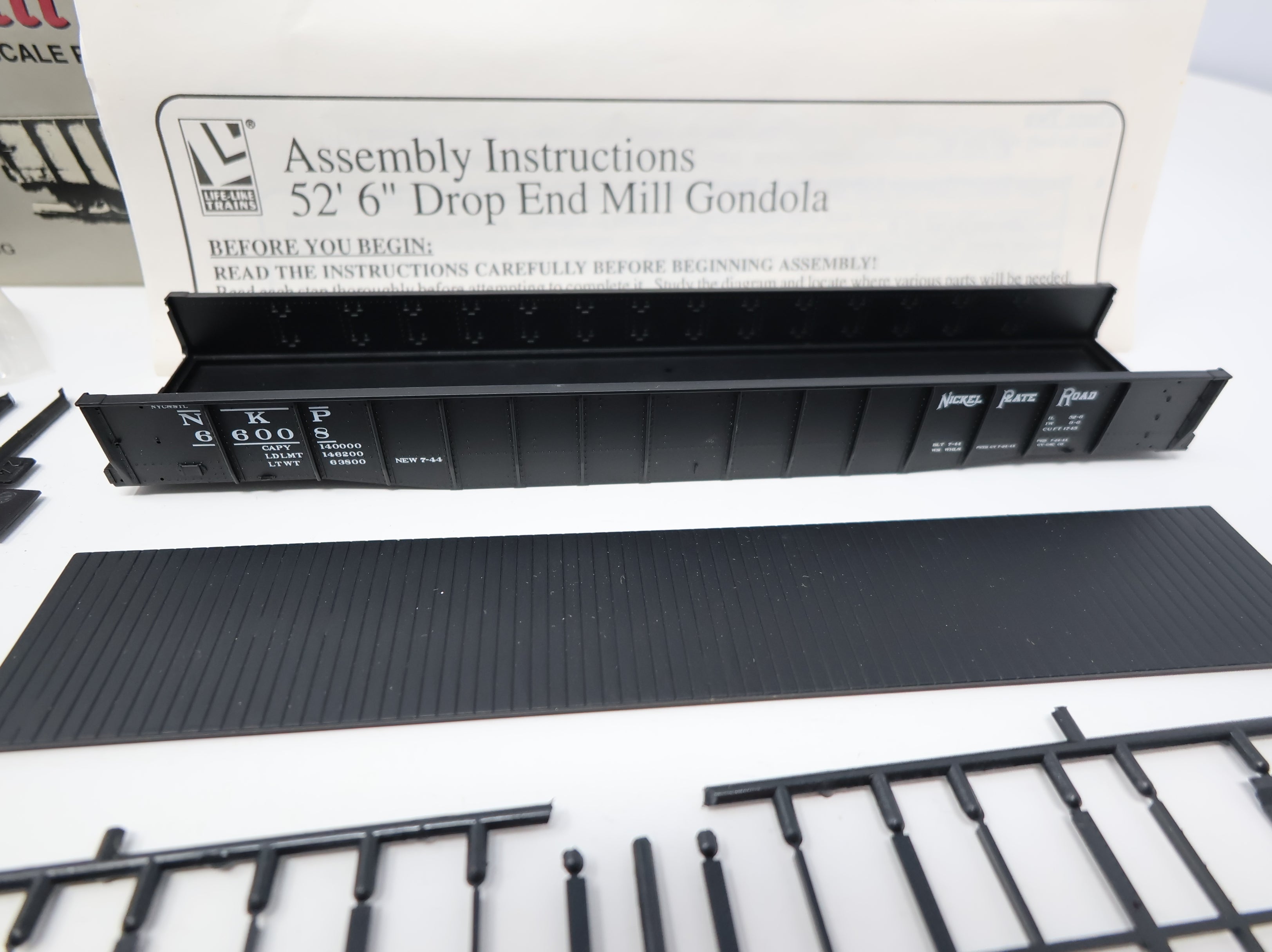 USED Life-Like 8465 HO Scale 52'6" Drop End Mill Gondola Nickel Plate Road NKP #66008 Proto2000 KIT