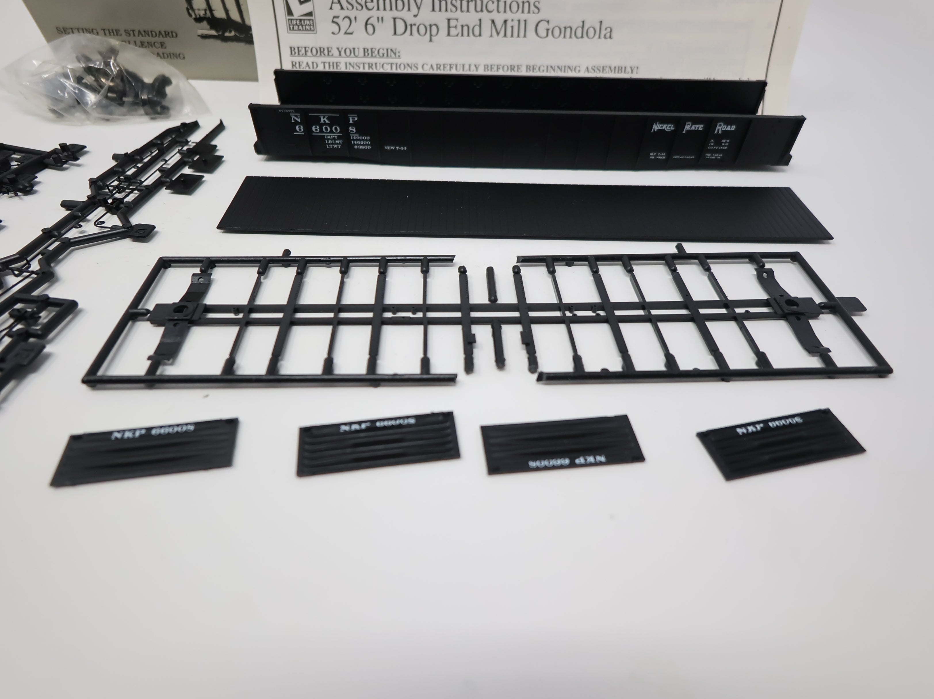 USED Life-Like 8465 HO Scale 52'6" Drop End Mill Gondola Nickel Plate Road NKP #66008 Proto2000 KIT