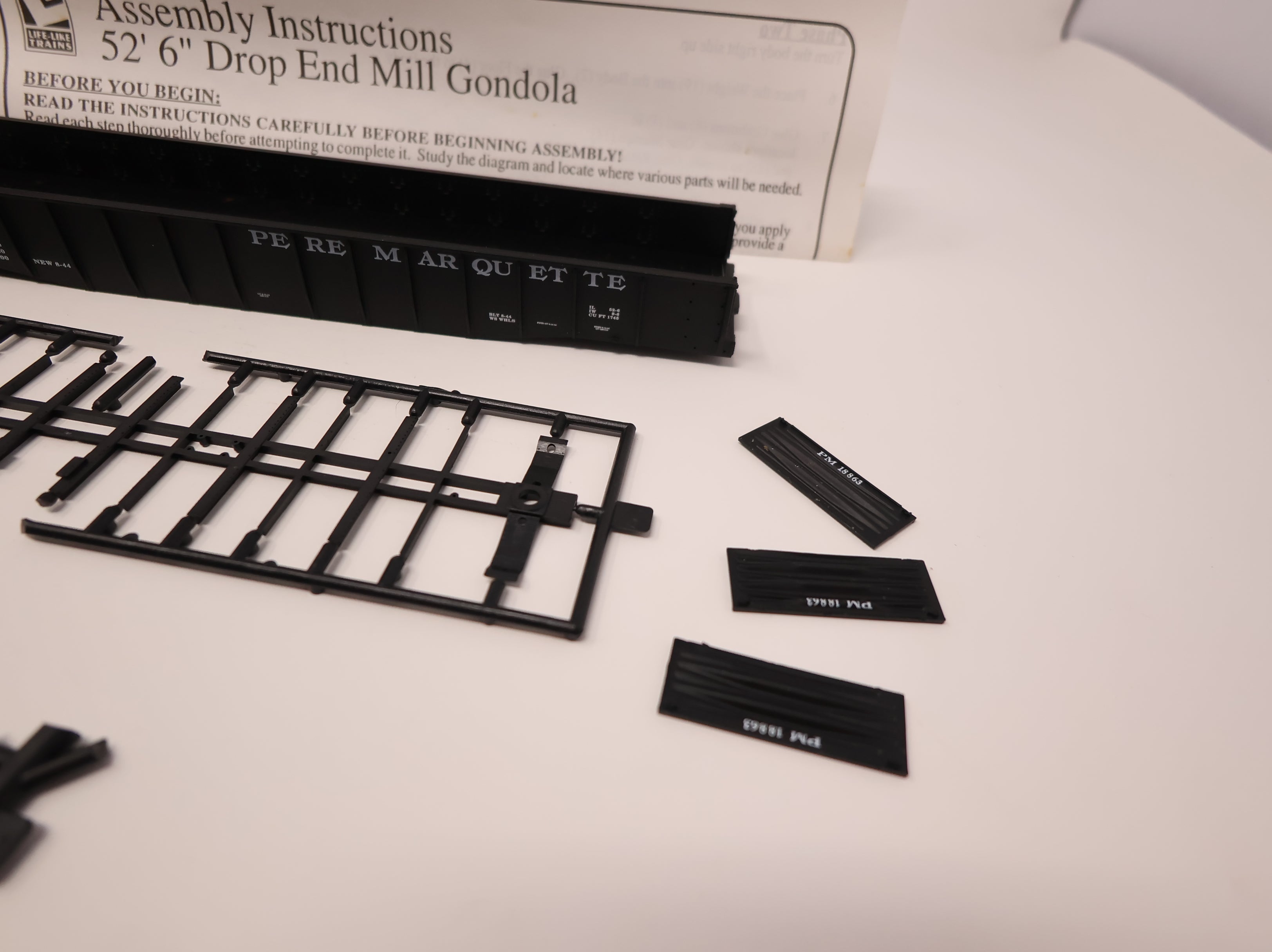 USED Life-Like HO Scale 52'6" Drop End Mill Gondola Pere Marquette PM #18863 Proto2000 KIT