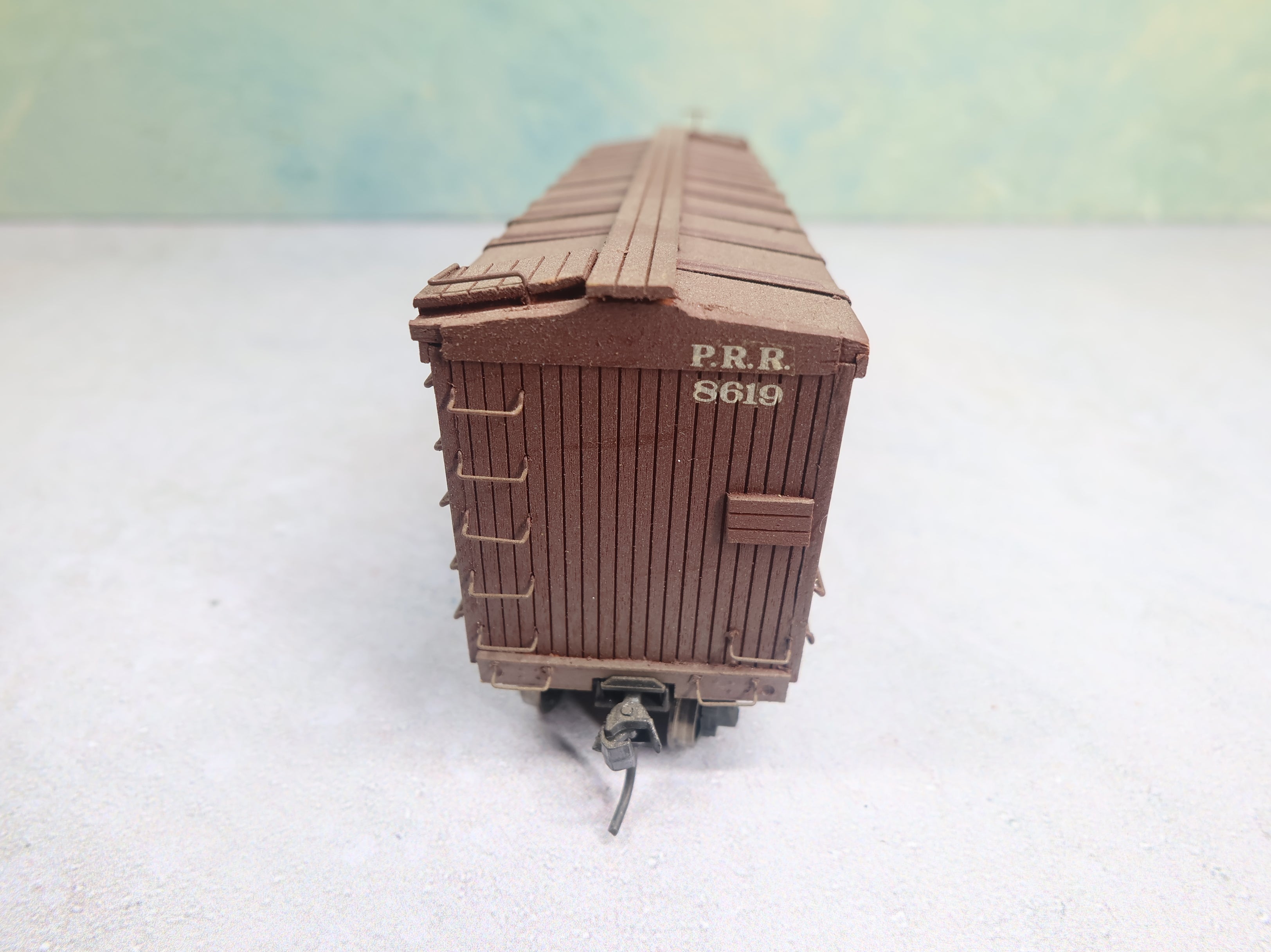 USED HO Scale 36' Wooden Box Car Pennsylvania PRR #8619 Custom Wood Built Kit