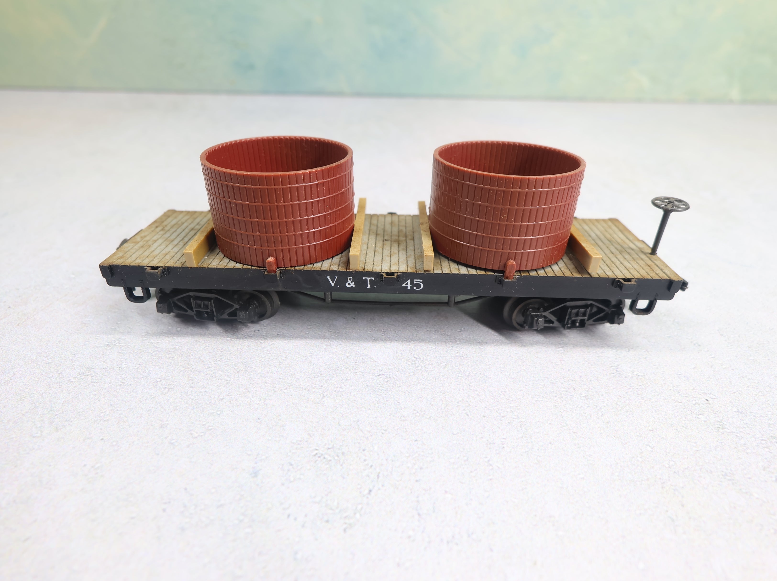USED Pocher HO Scale Old Time Flat w/ Tanks Virginia and Truckee Railroad V&T #45