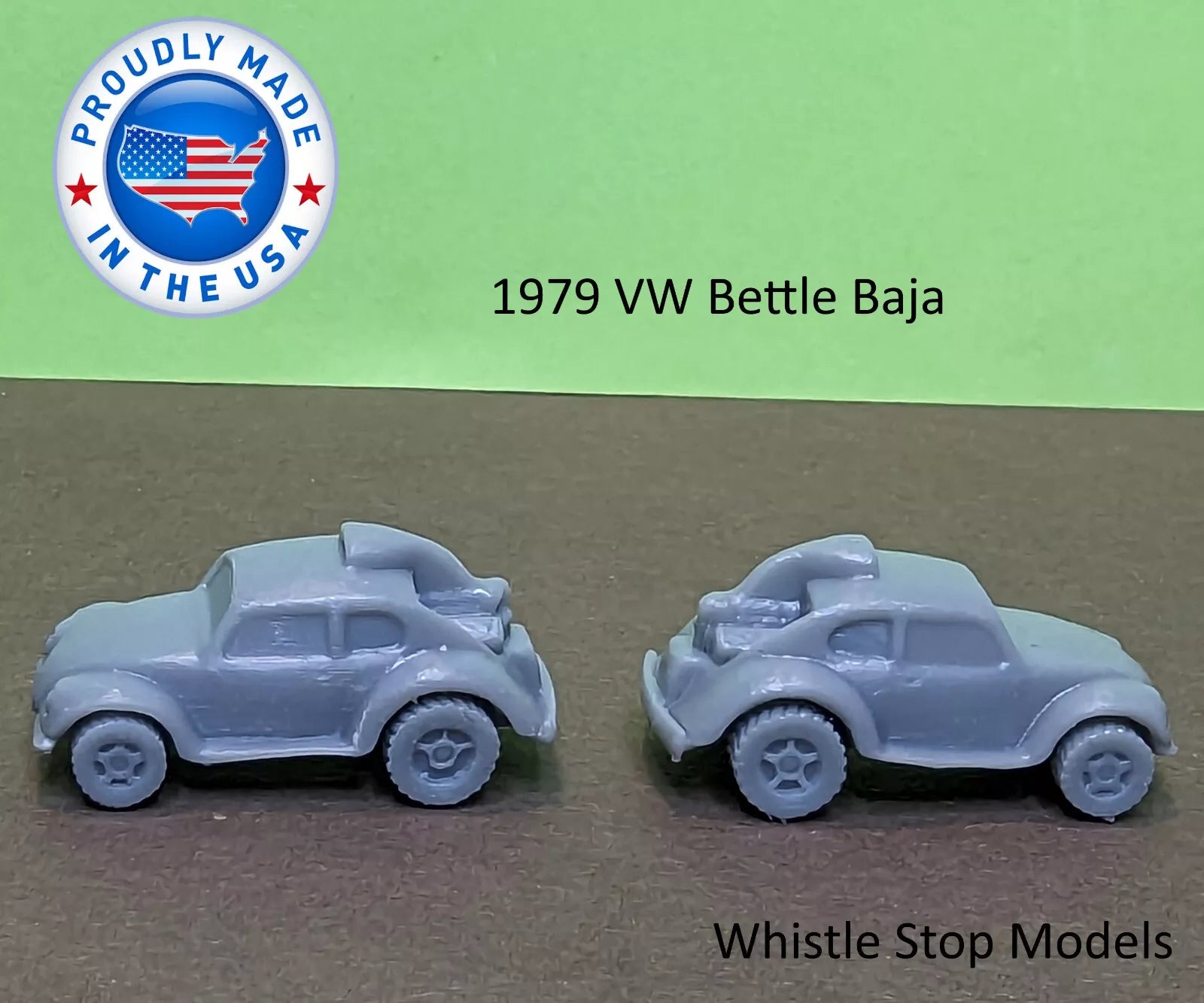 Whistle Stop Models N3012 N Scale Set of 1979 VW Bug Cars, Resin 3D Printed, Highly Detailed (2 pcs)