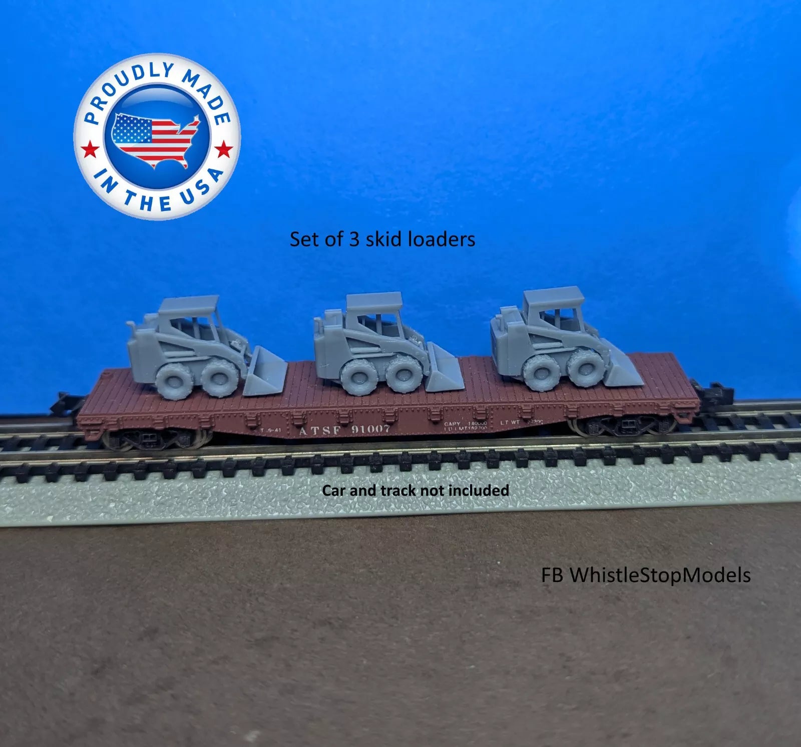 Whistle Stop Models N9006 N Scale 3 Skid Loaders, Resin 3D Printed, Highly Detailed