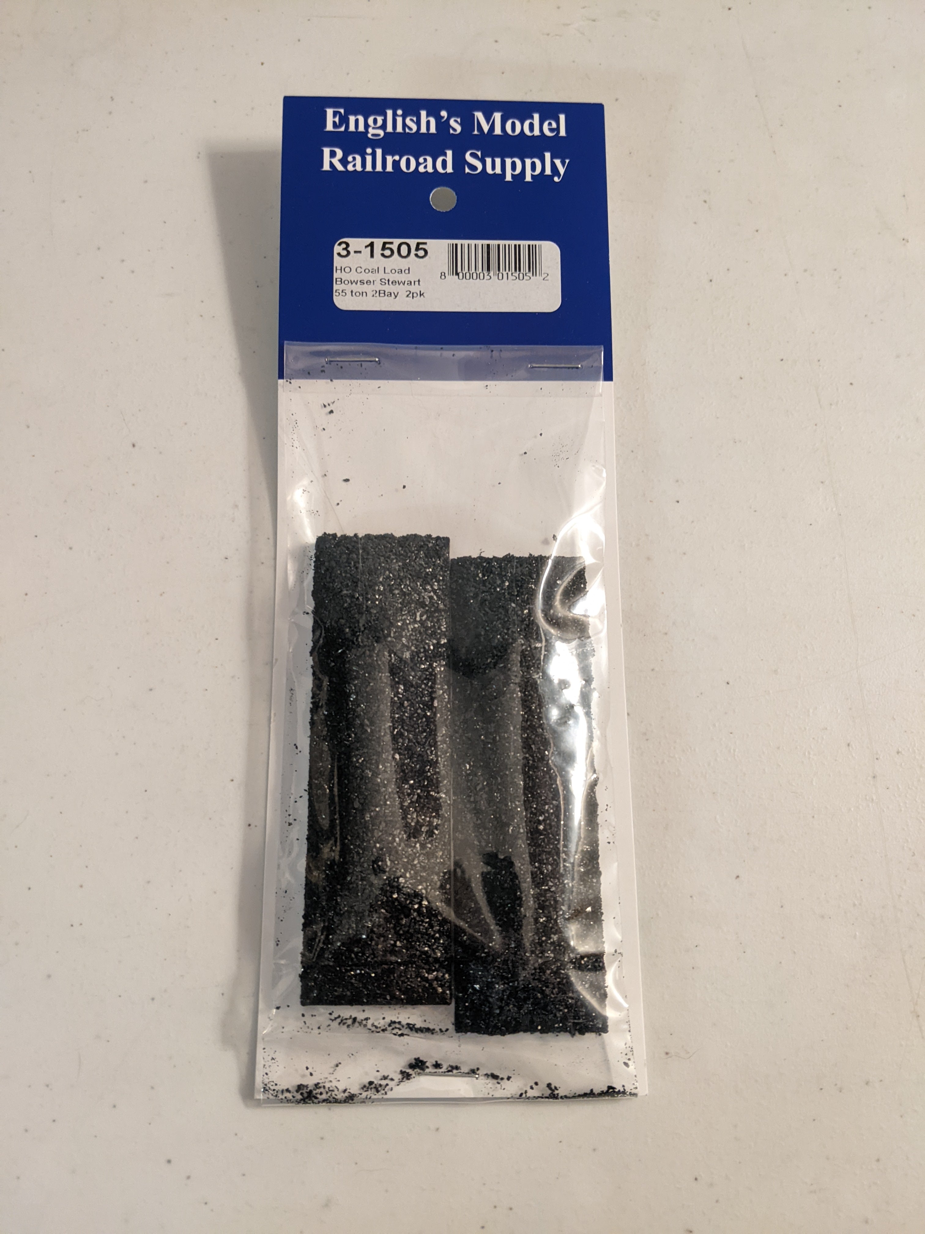 English's Model Railroad Supply - HO Scale, Real Coal Load for Bowser/Stewart 55 Ton 2 Bay Hopper, 2-Pack 3-1505
