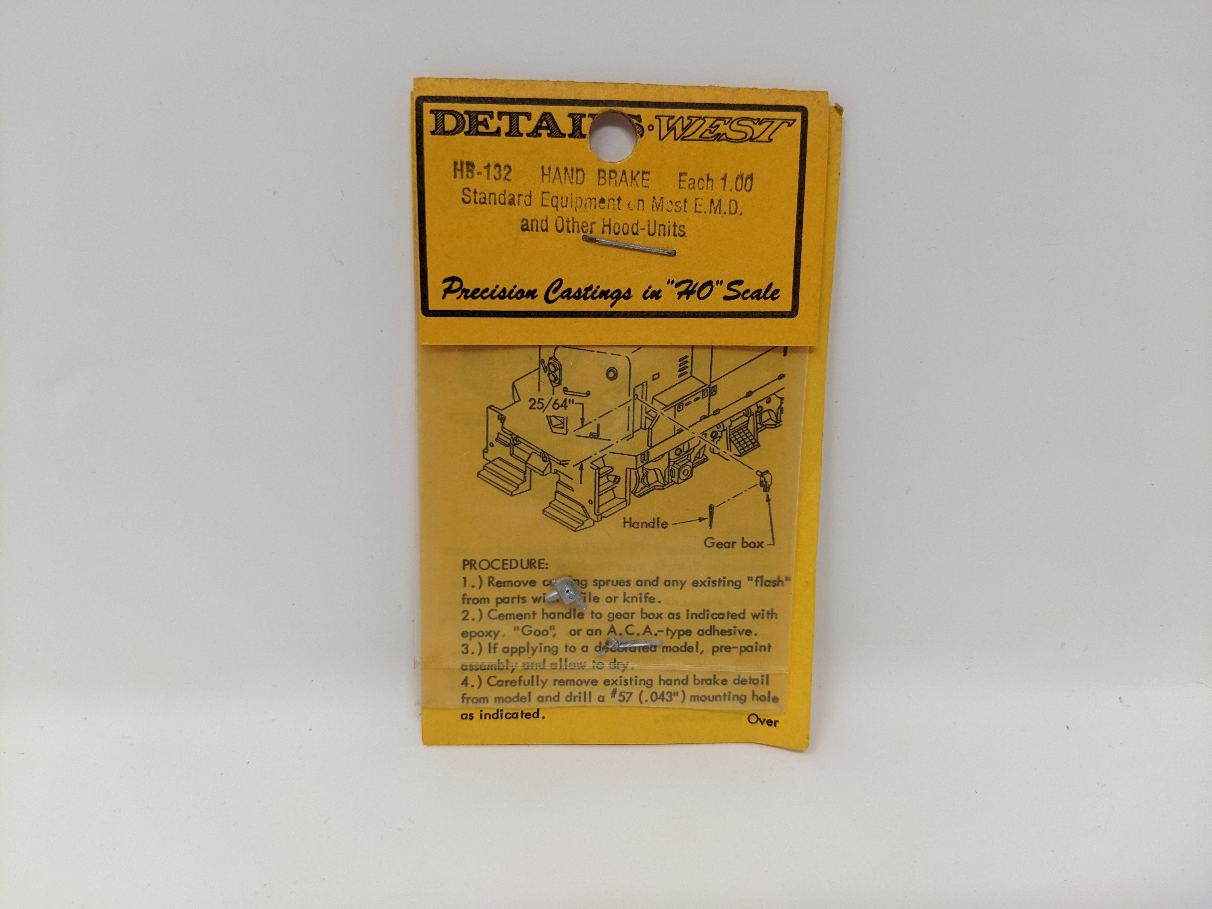 DETAILS WEST HB-132 HO Scale, Hand Brake, Standard Equipment on Most EMD & Other Hood-Units, Detail Parts
