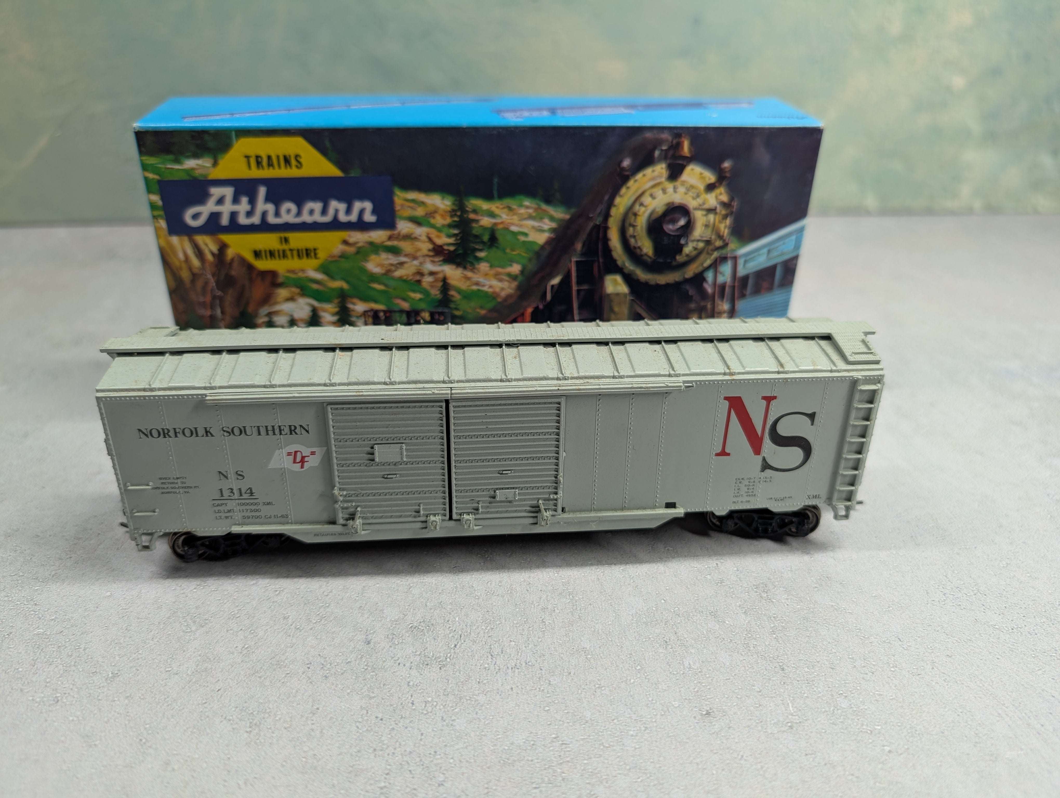 USED Athearn 1308 HO Scale 50' DD Box Car Norfolk Southern Original NS #1314