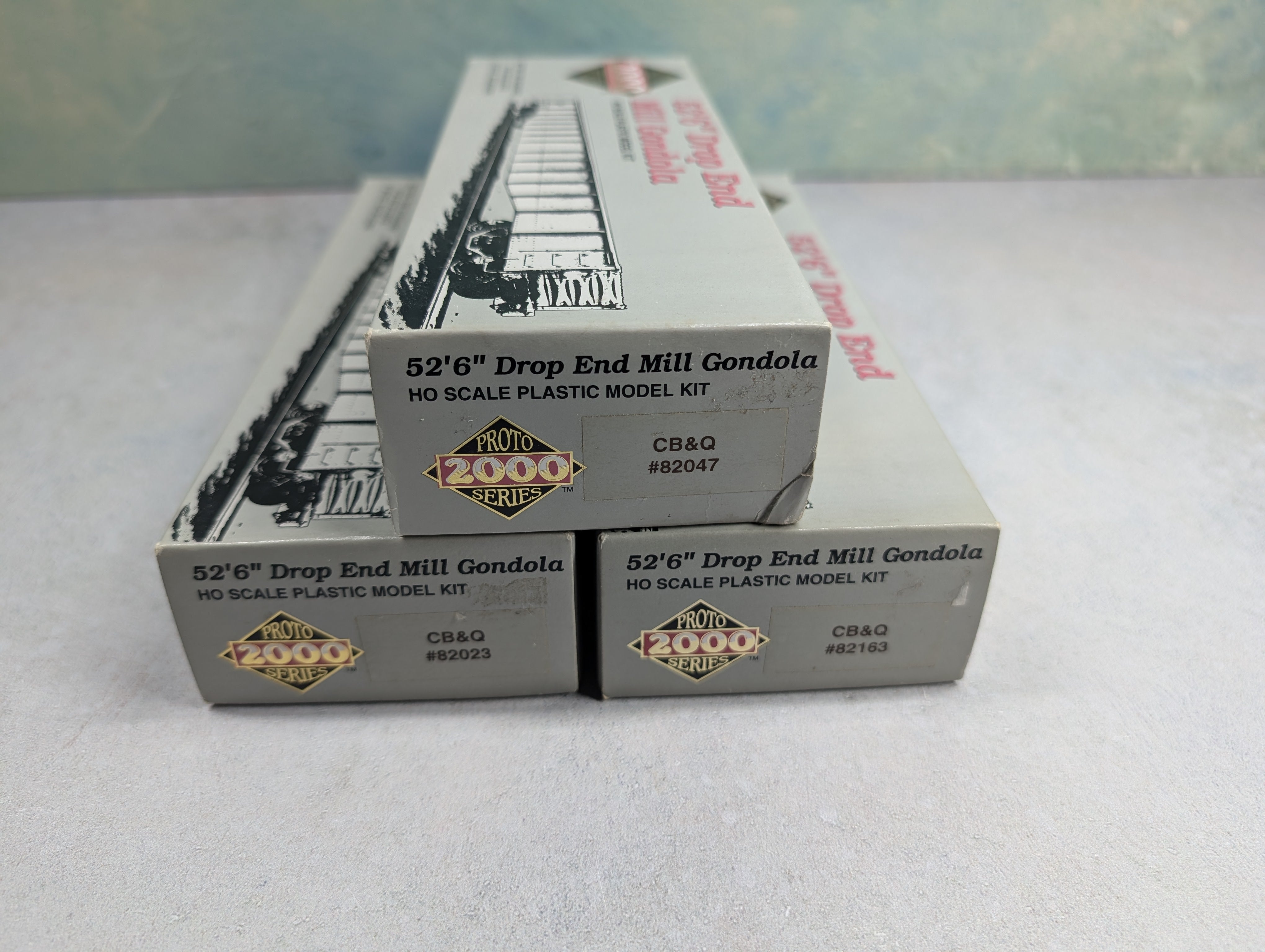 USED Life-Like HO Scale Proto 2000 - 52'6" Drop End Mill Gondola Burlington CB&Q KIT (3 pcs)