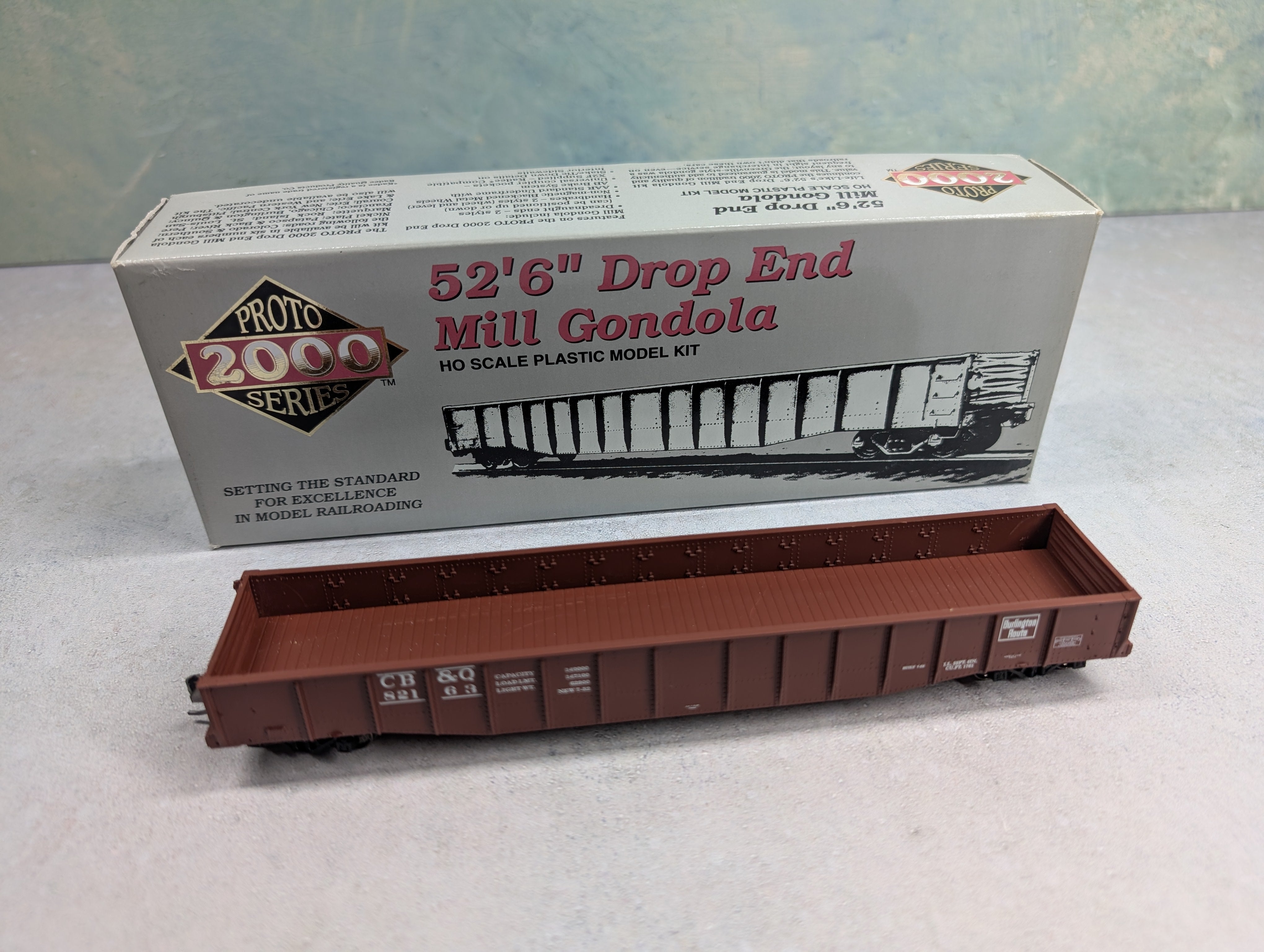 USED Life-Like HO Scale Proto 2000 - 52'6" Drop End Mill Gondola Burlington CB&Q KIT (3 pcs)