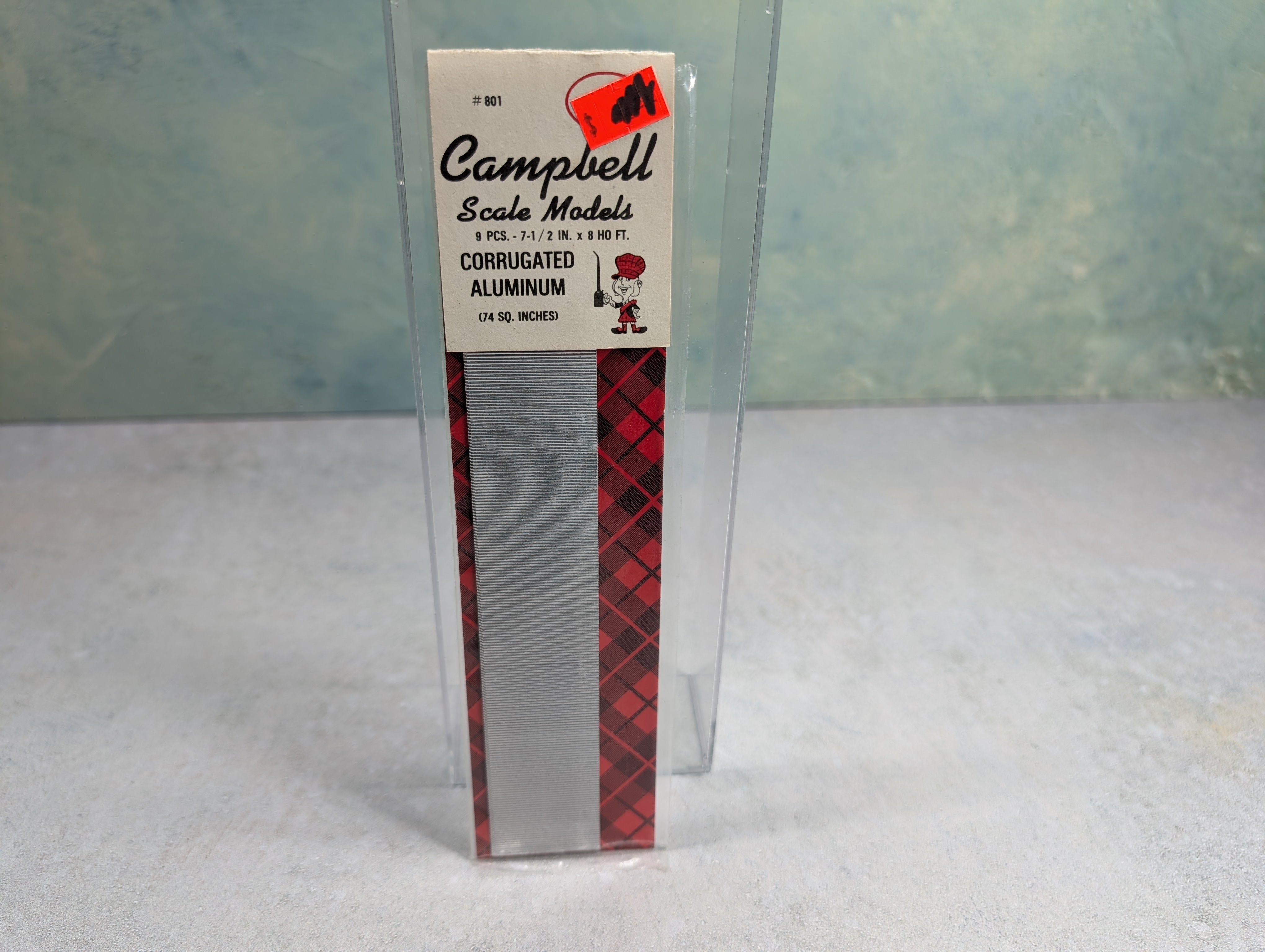 Campbell Scale Models 801 HO Scale Corrugated Aluminum 7.5" x 8' (HO measurement) (9 pcs)