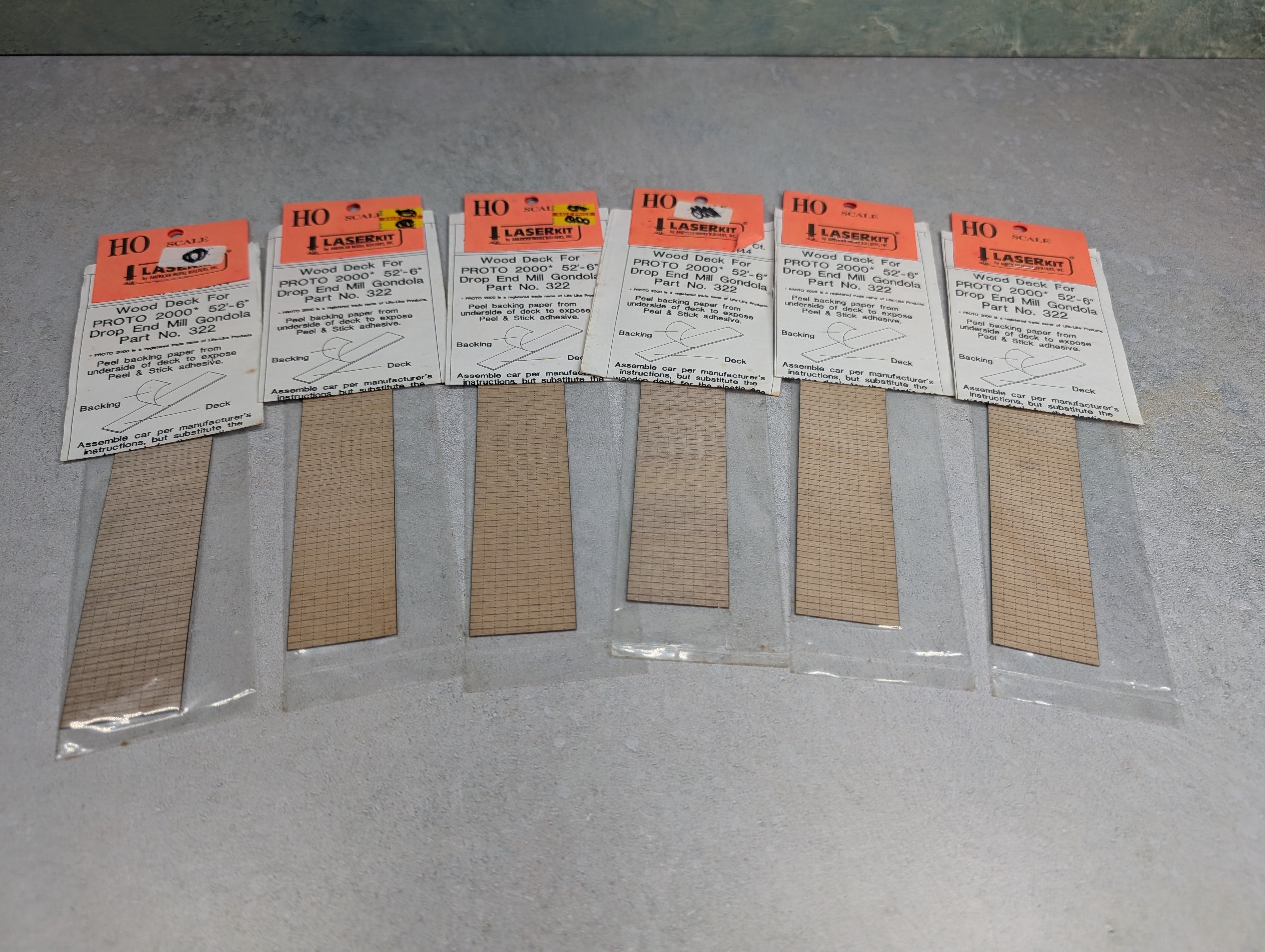 LaserKit 322 HO Scale Wood Deck for Proto2000 52'6" Drop End Mill Gondola (6 pcs)