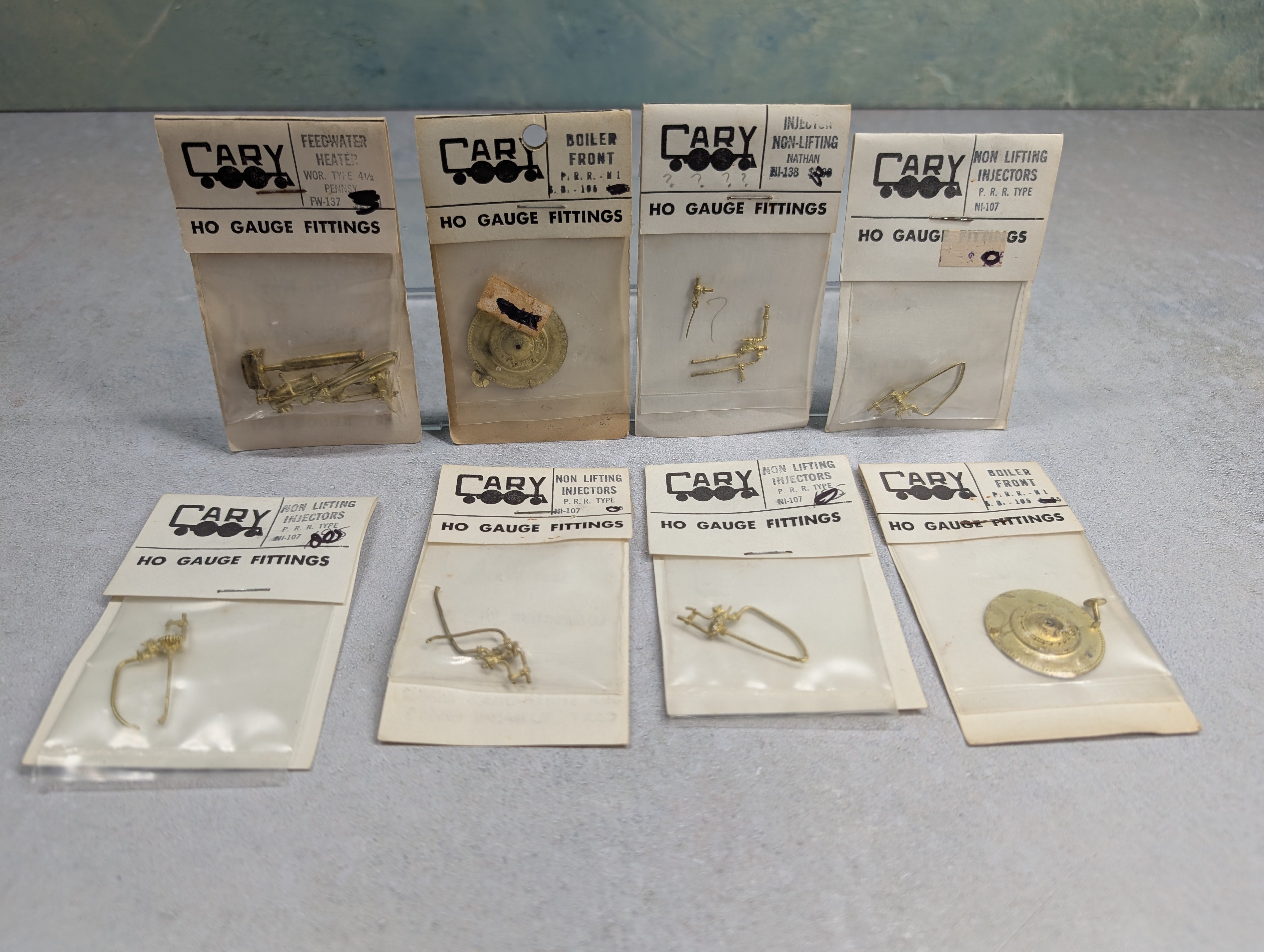 Cary HO Scale Lot of Brass Detail Parts for Steam Locomotives Boiler Front, Injectors + more (8 pcs)