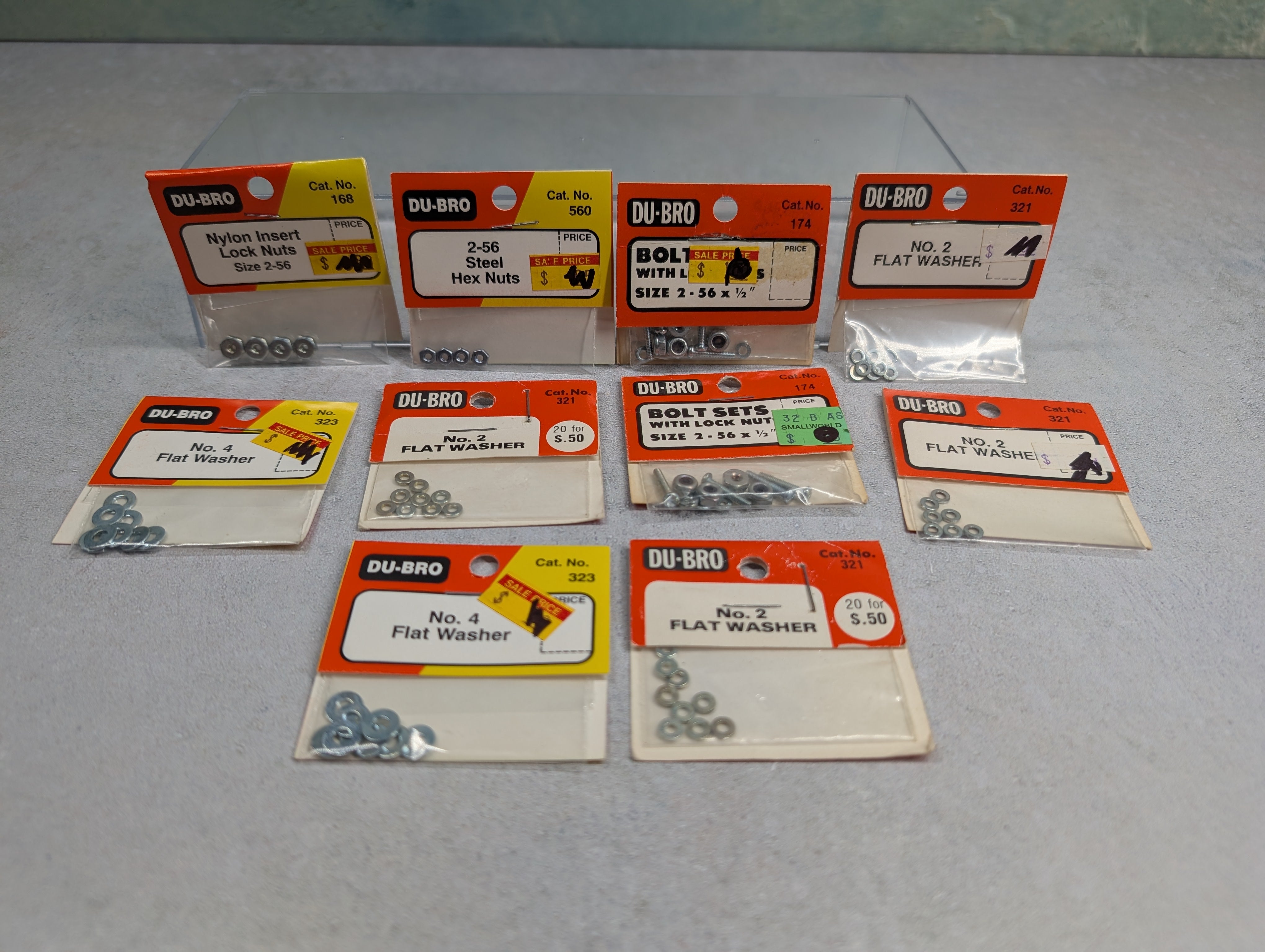 DuBro HO Scale Lot of Various Nuts, Screws & Washers for Models (10 pcs)