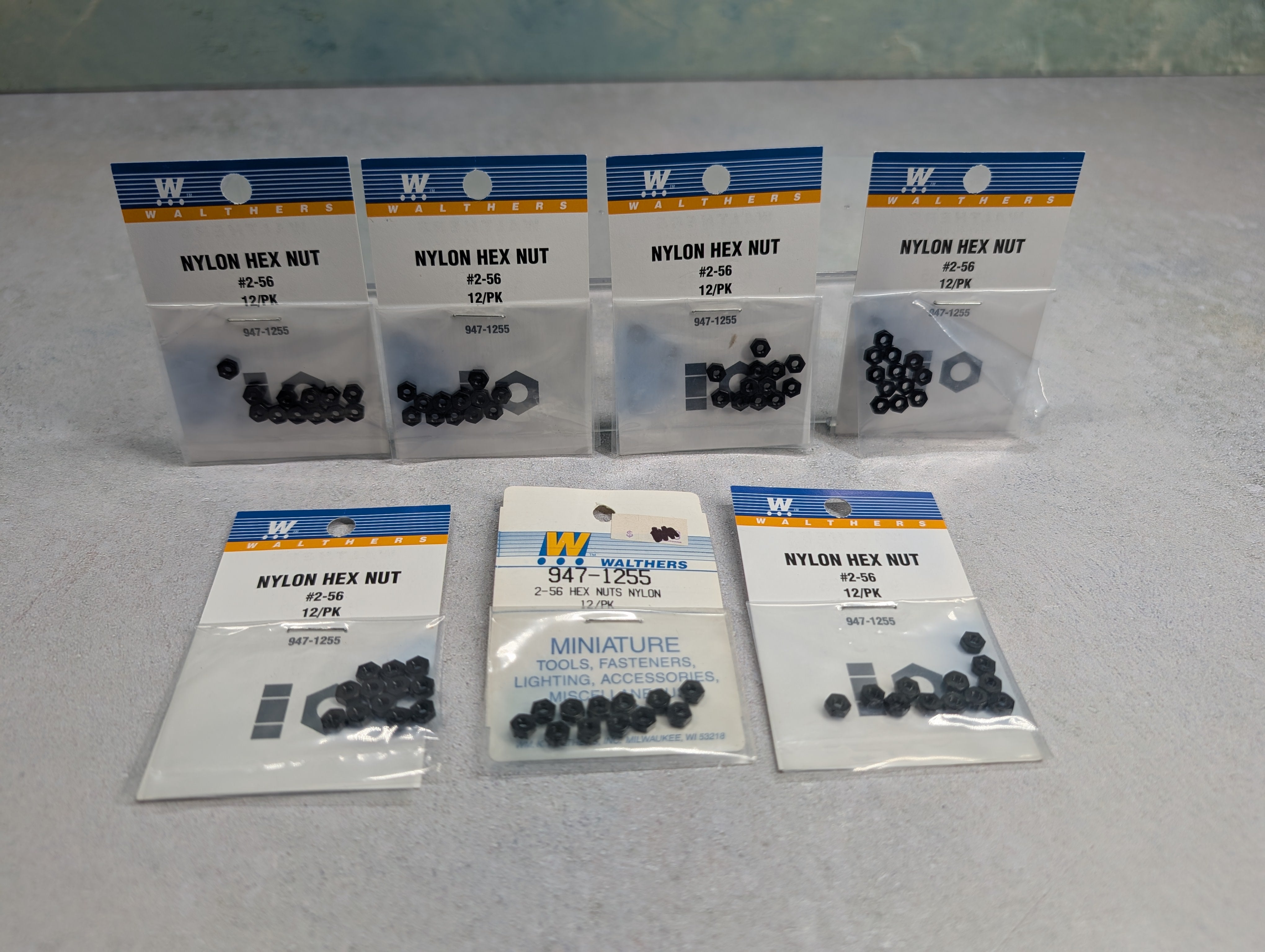 Walthers 947-1255 HO Scale Lot of 2-56 Nylon Hex Nuts (7 packs pcs)