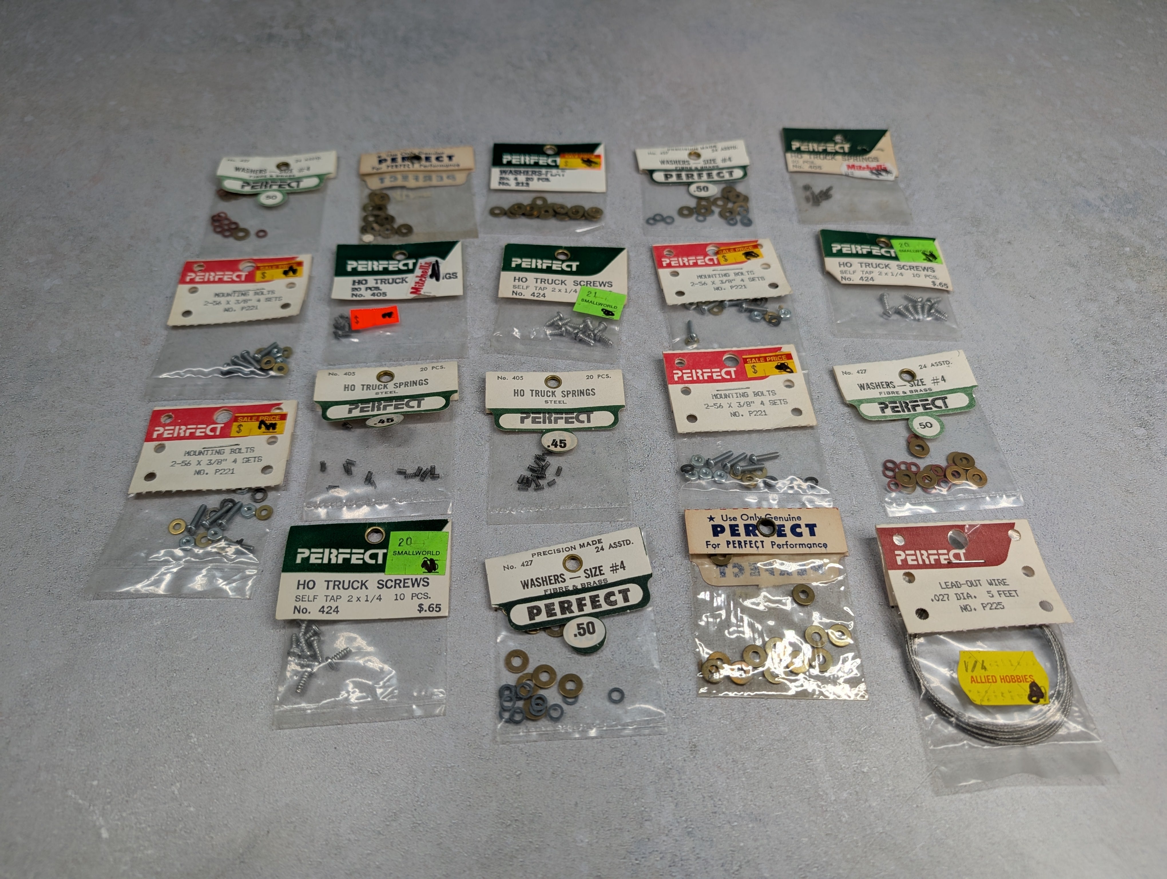 Perfect Parts Company HO Scale Large Lot of Washers, Bolts, Springs and more! (19 pcs)