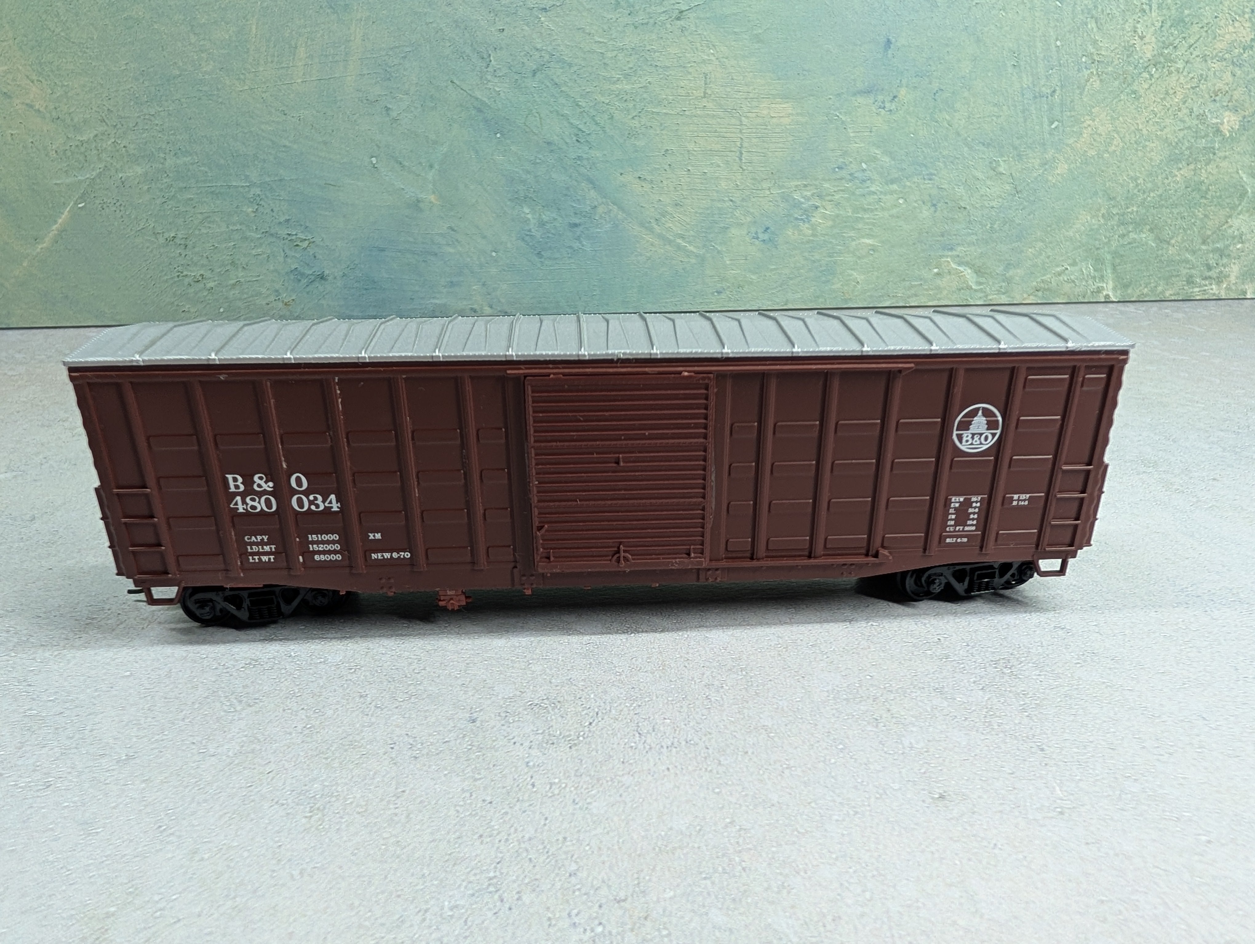 USED HO Scale 50' Waffle Box Car Baltimore and Ohio B&O #480034