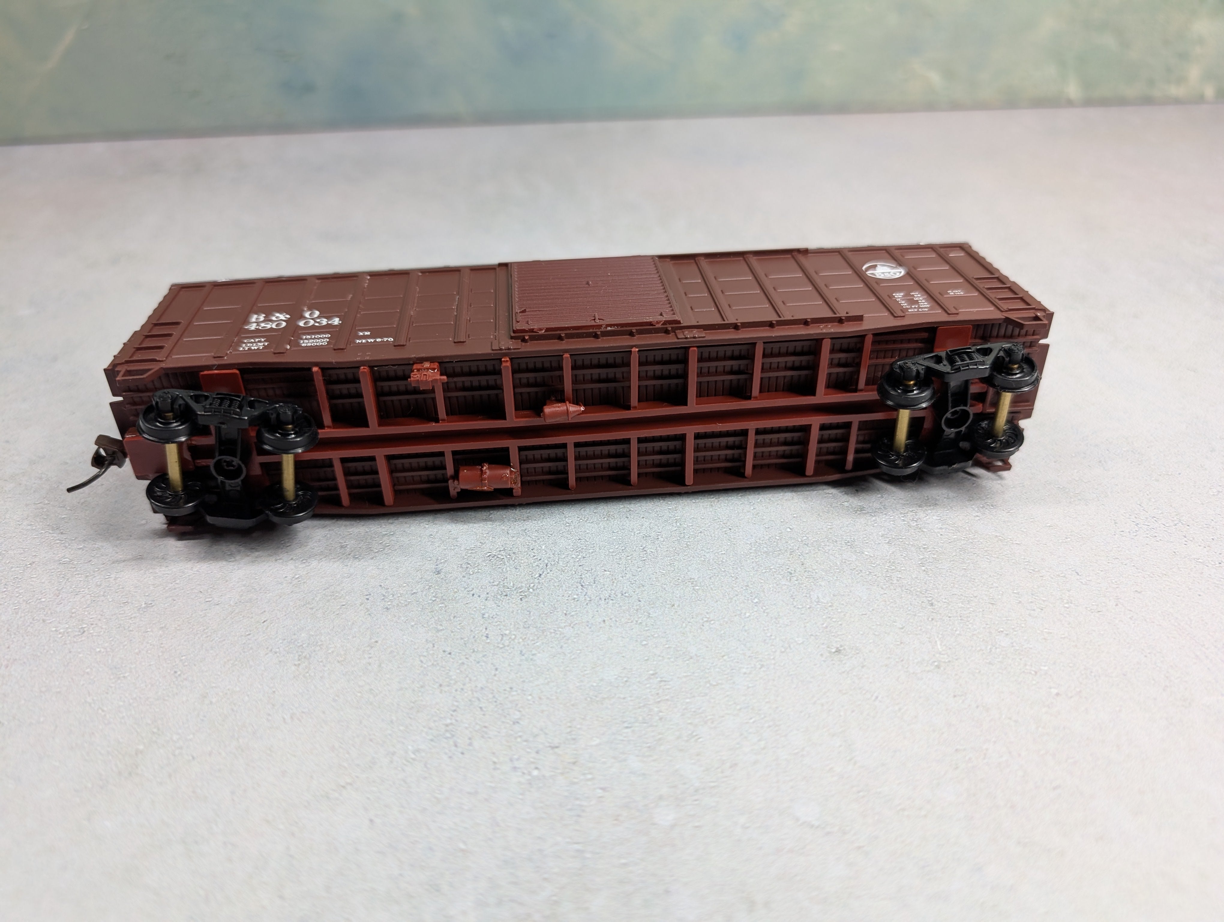 USED HO Scale 50' Waffle Box Car Baltimore and Ohio B&O #480034
