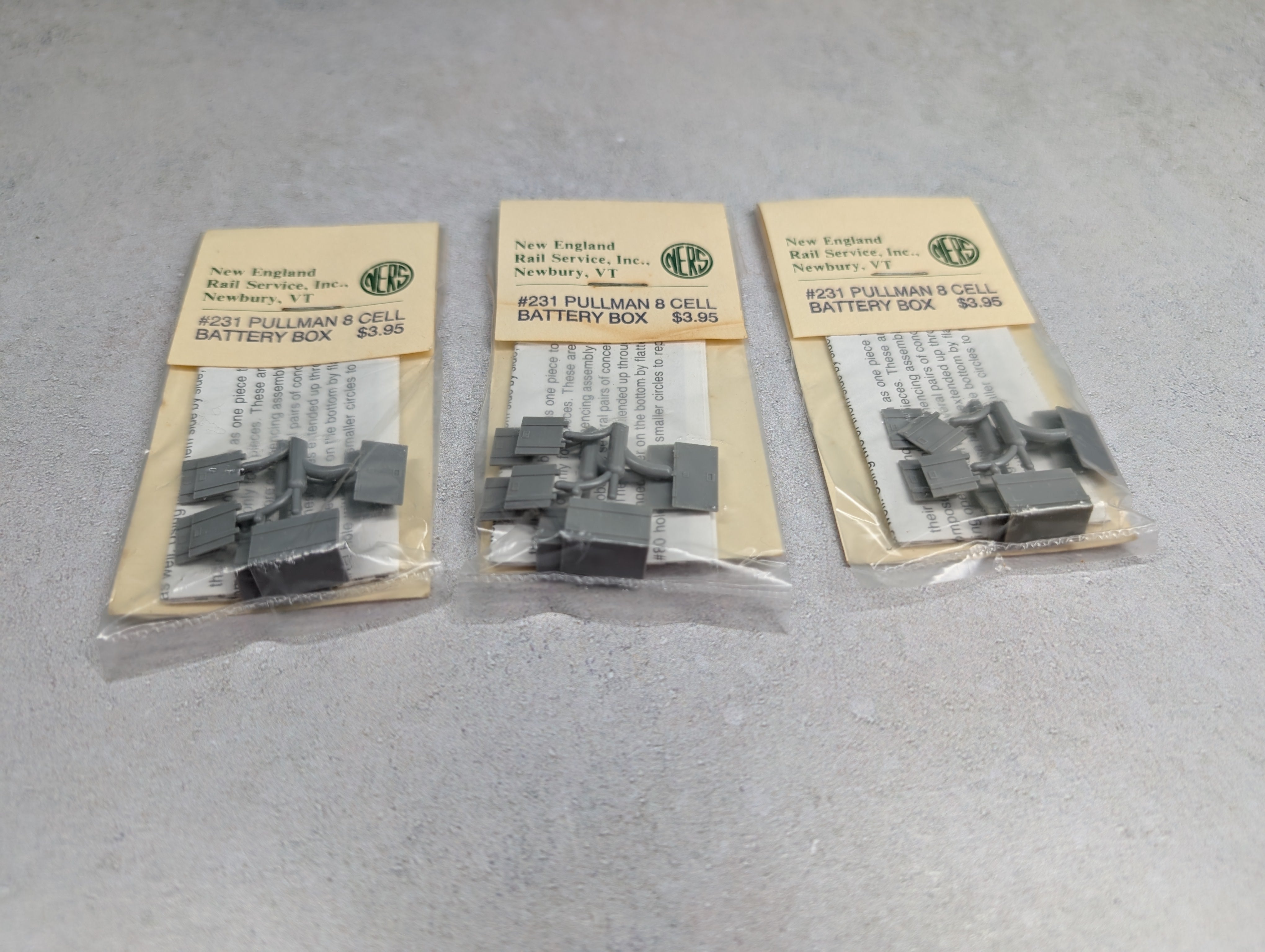 New England Rail Service 231 HO Scale Pullman 8 Cell Battery Box Detail Parts (3 pcs)
