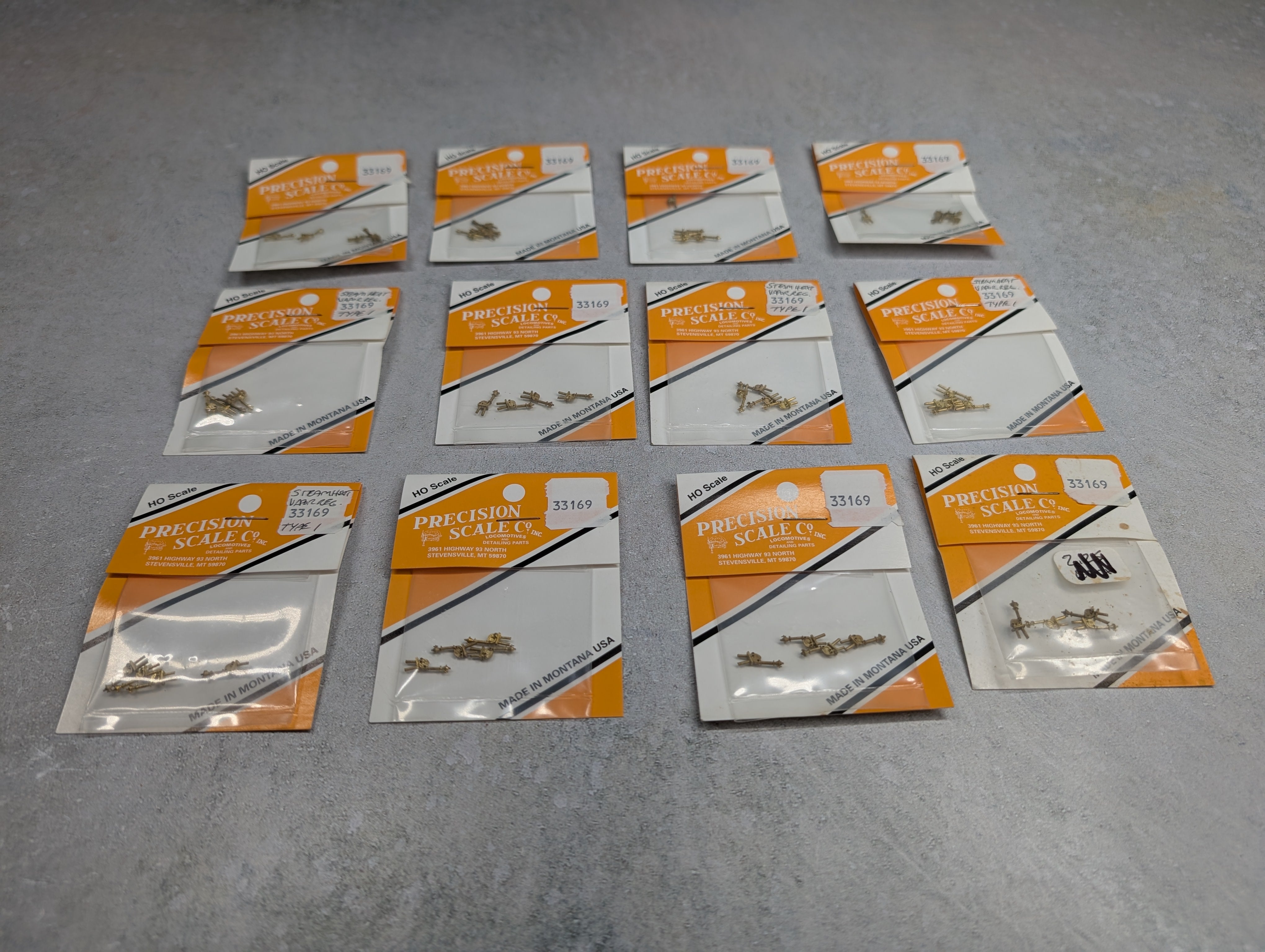 Precision Scale Co 33169 HO Scale Lot of Brass Regulators, Steam Heat Vapor, Type 1 for Passenger Cars (12 pcs)