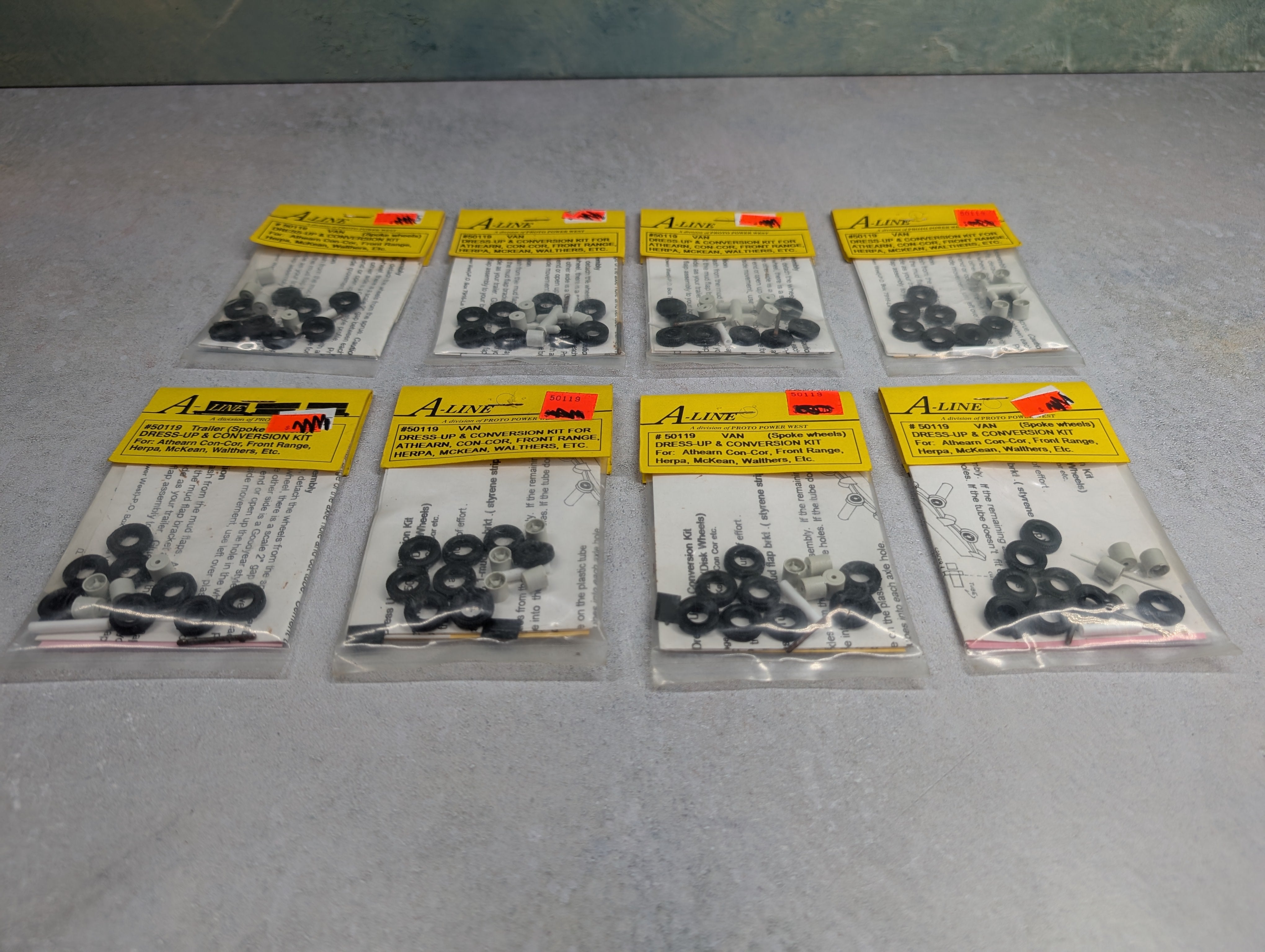 A-Line 50119 HO Scale Lot of Trailer Spoke Wheels Dress-Up & Conversion Kit (8 pcs)