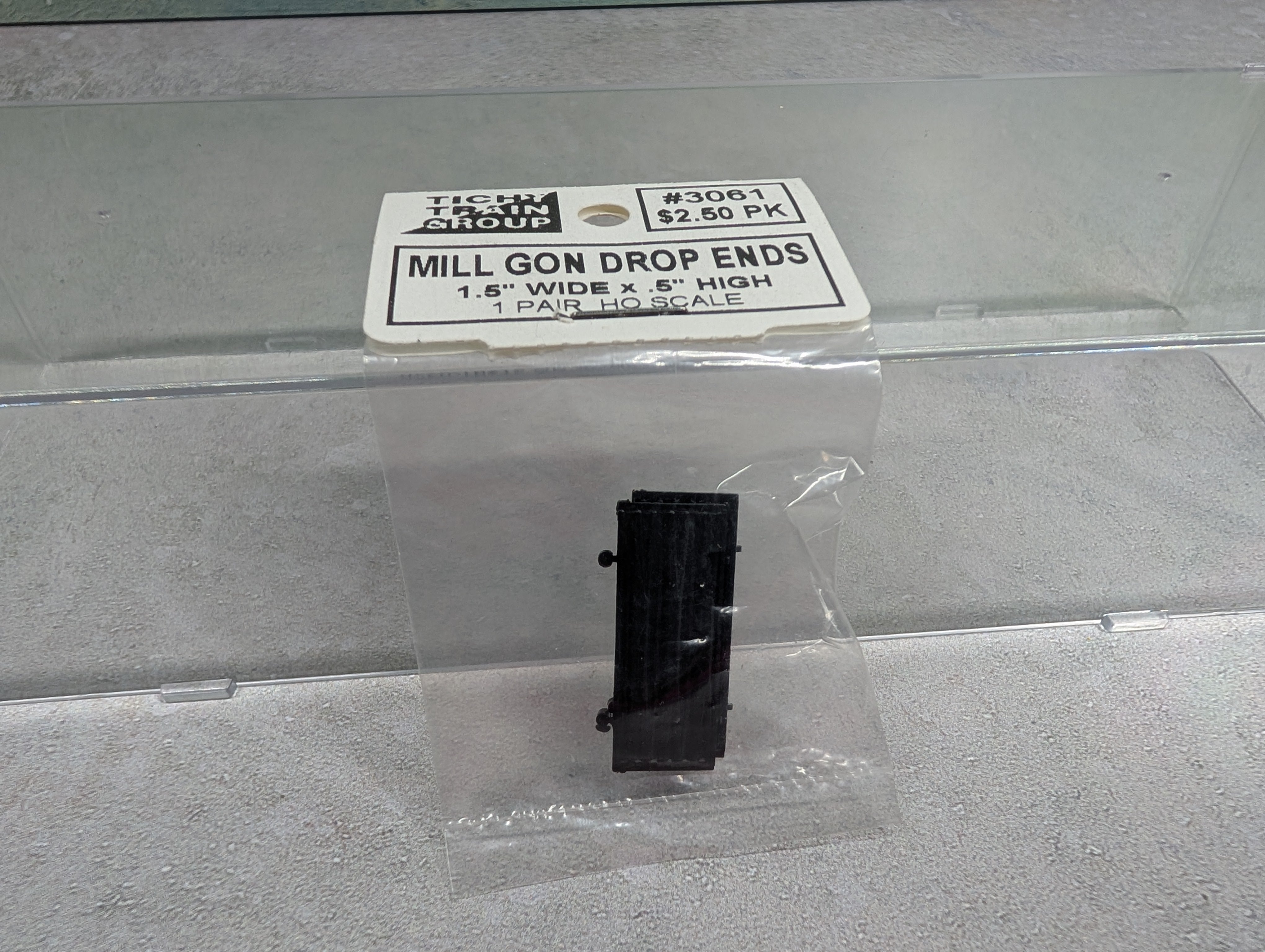 Tichy Train Group 3061 HO Scale Mill Gon Drop Ends Black (2 pcs)