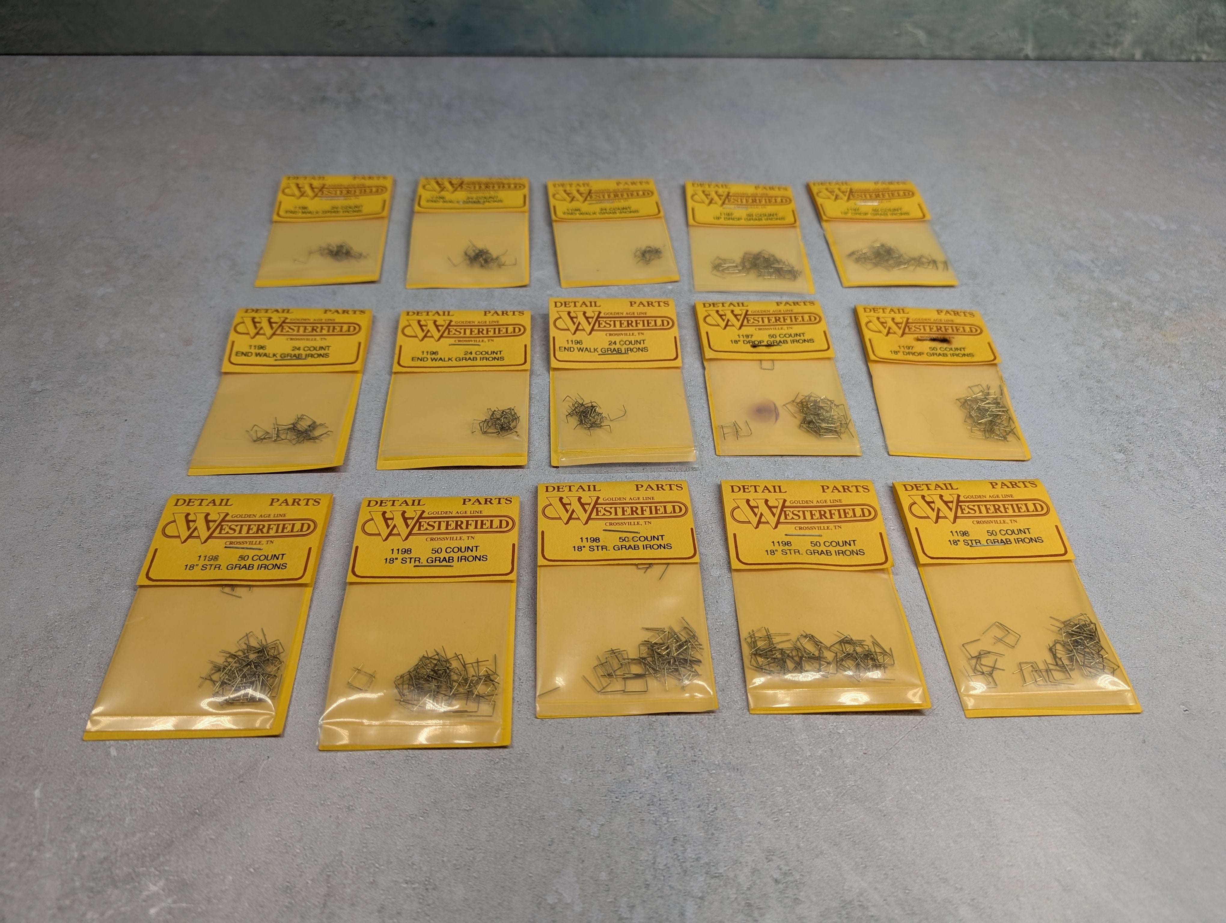Westerfield HO Scale Large Lot of Grab Irons 1196, 1197, 1198 (15 pcs)