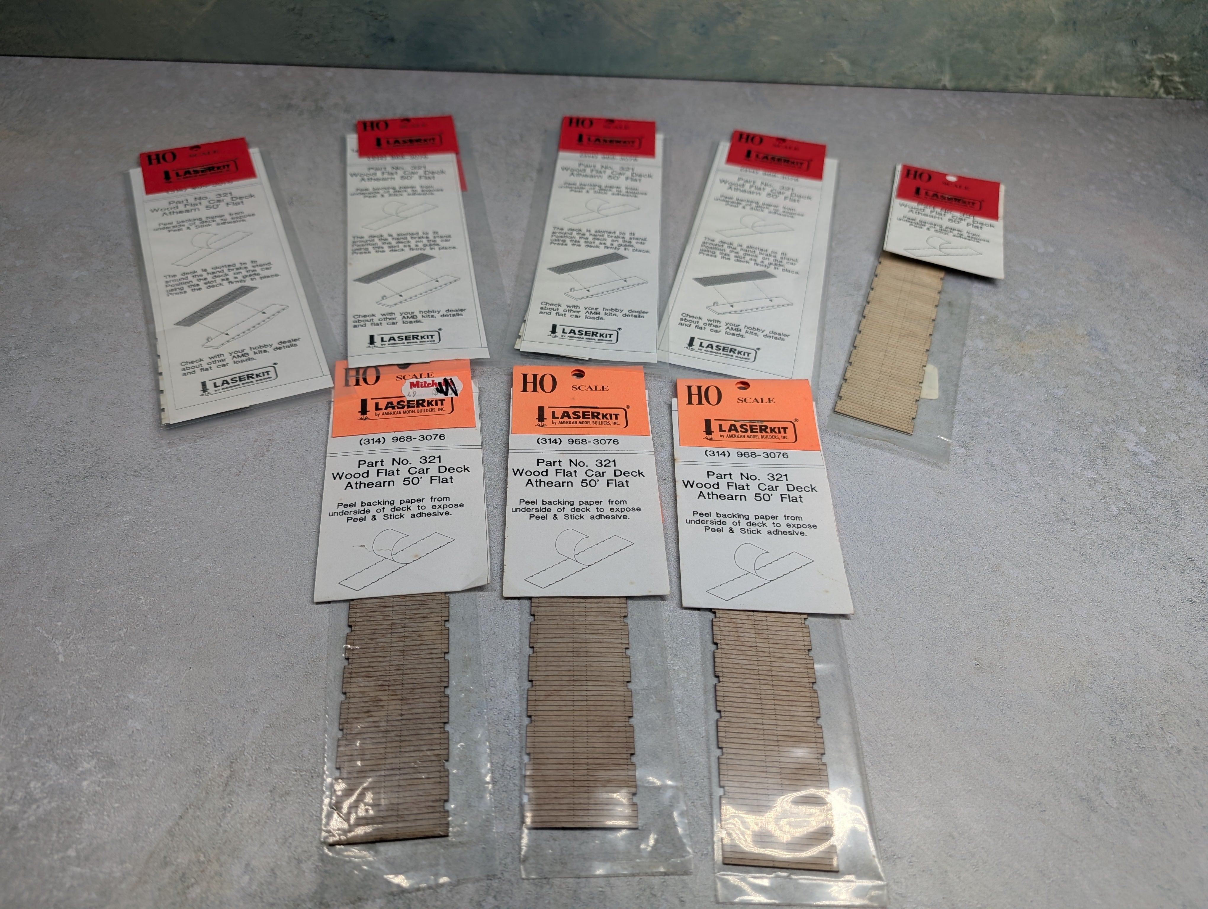 Laserkit 321 HO Scale Wood Flat Car Deck for Athearn 50' Flat Cars (8 pcs)