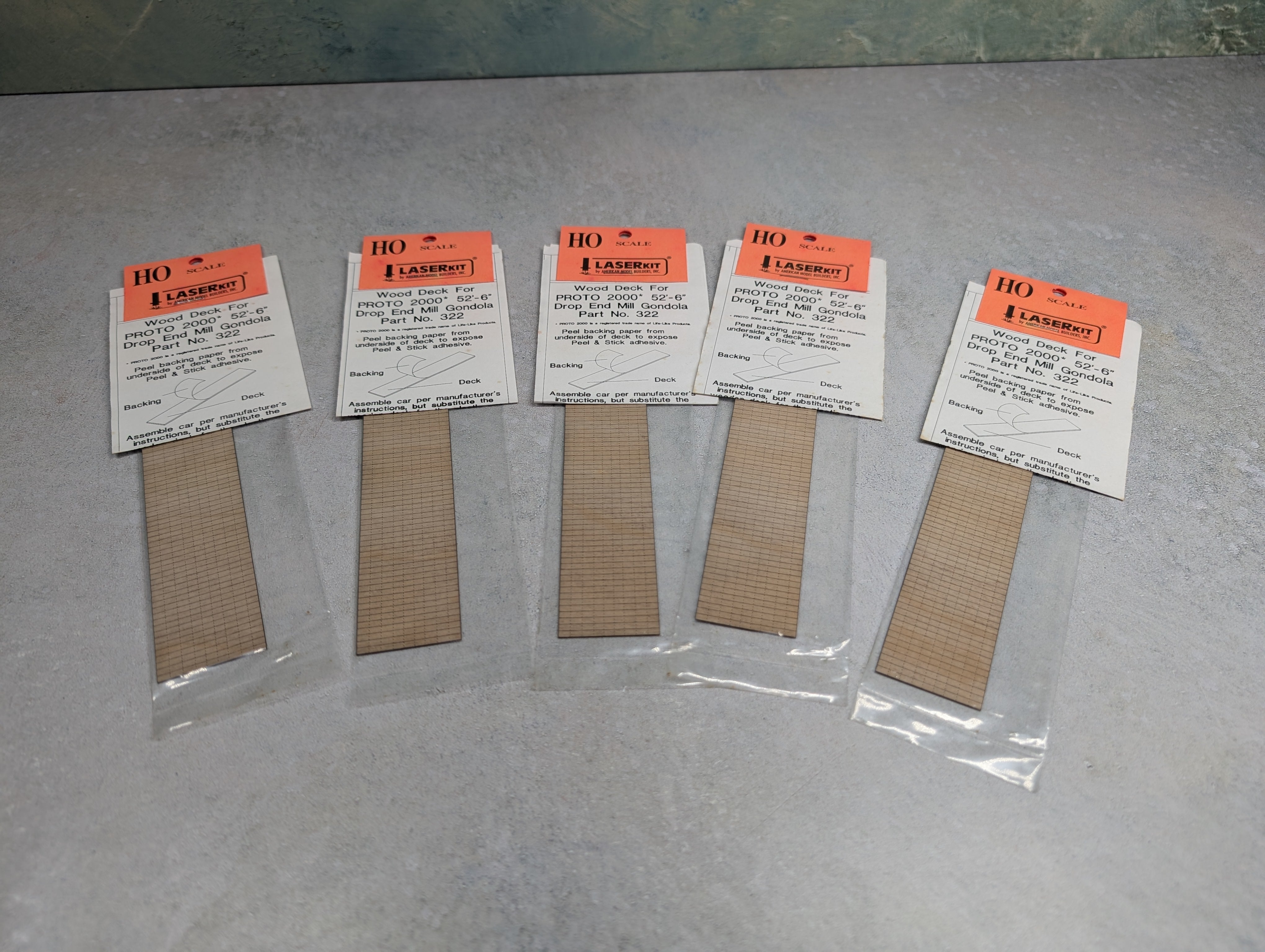 Laserkit 322 HO Scale Wood Deck for Proto2000 52'6" Drop End Mill Gondolas (5 pcs)