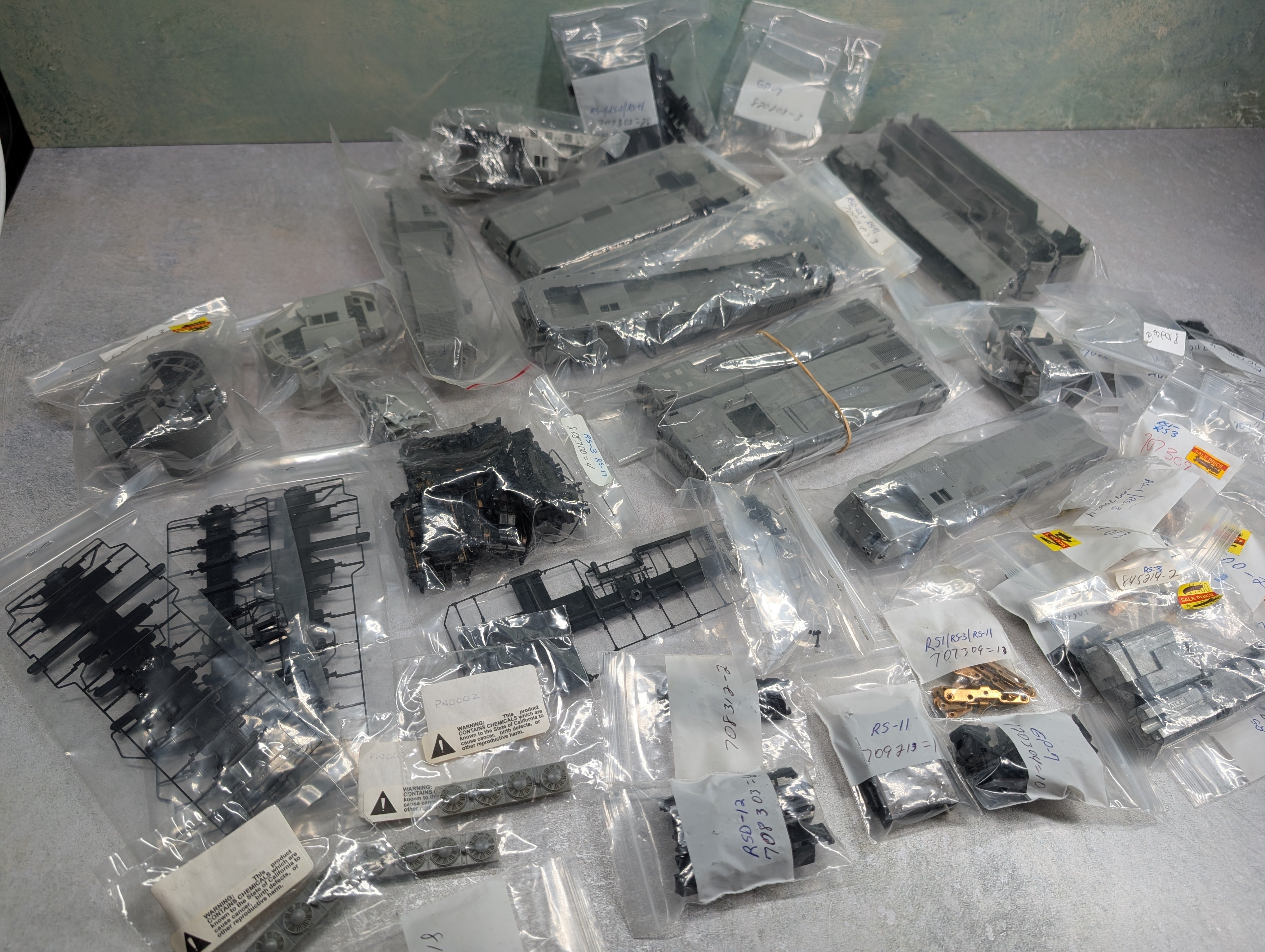 USED Atlas HO Scale Large Lot of Diesel Shells, Detail Parts & More