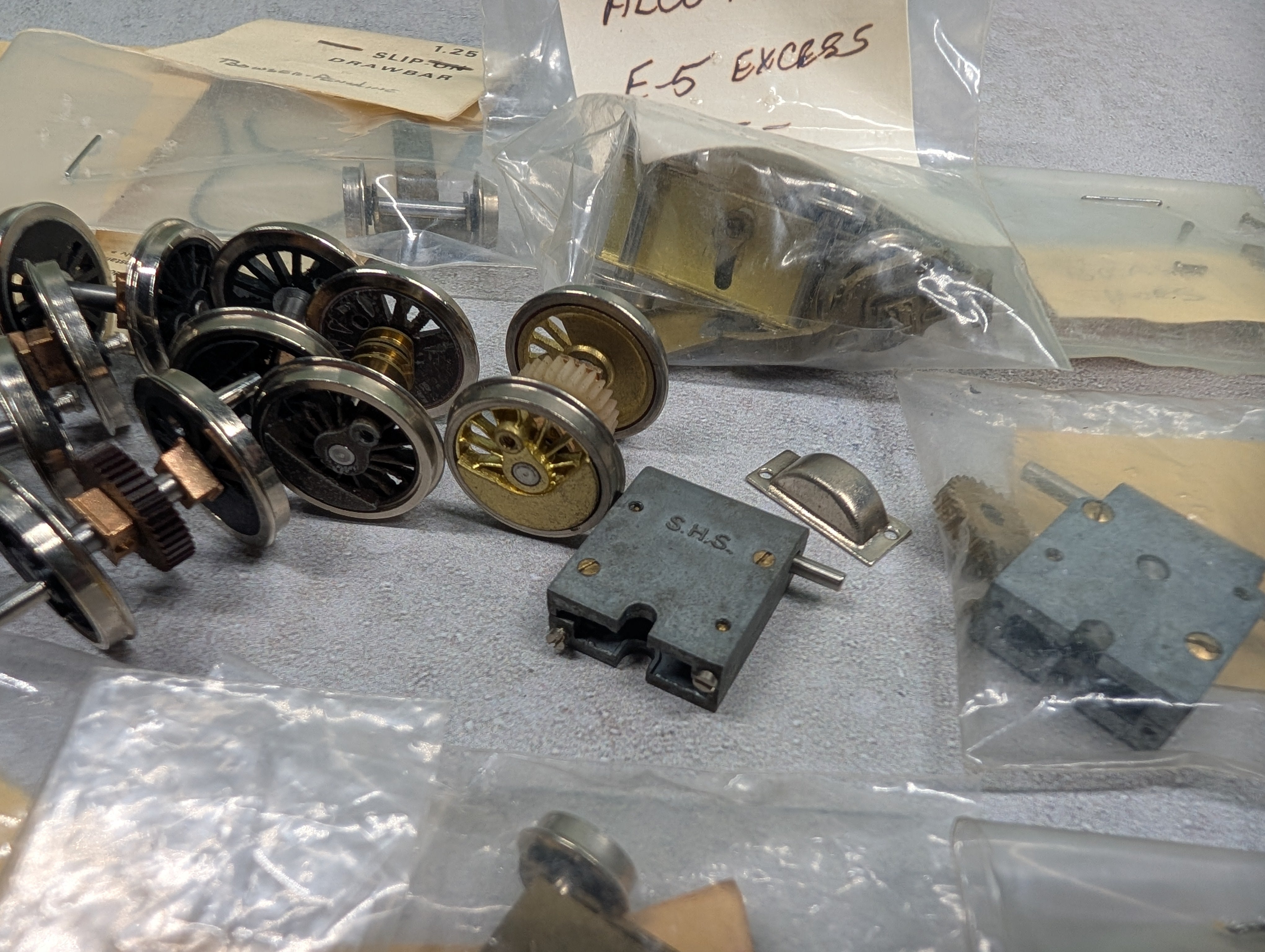USED HO Scale Large Lot of PFM Steam Locomotive Parts & More Wheels, Gearbox & more