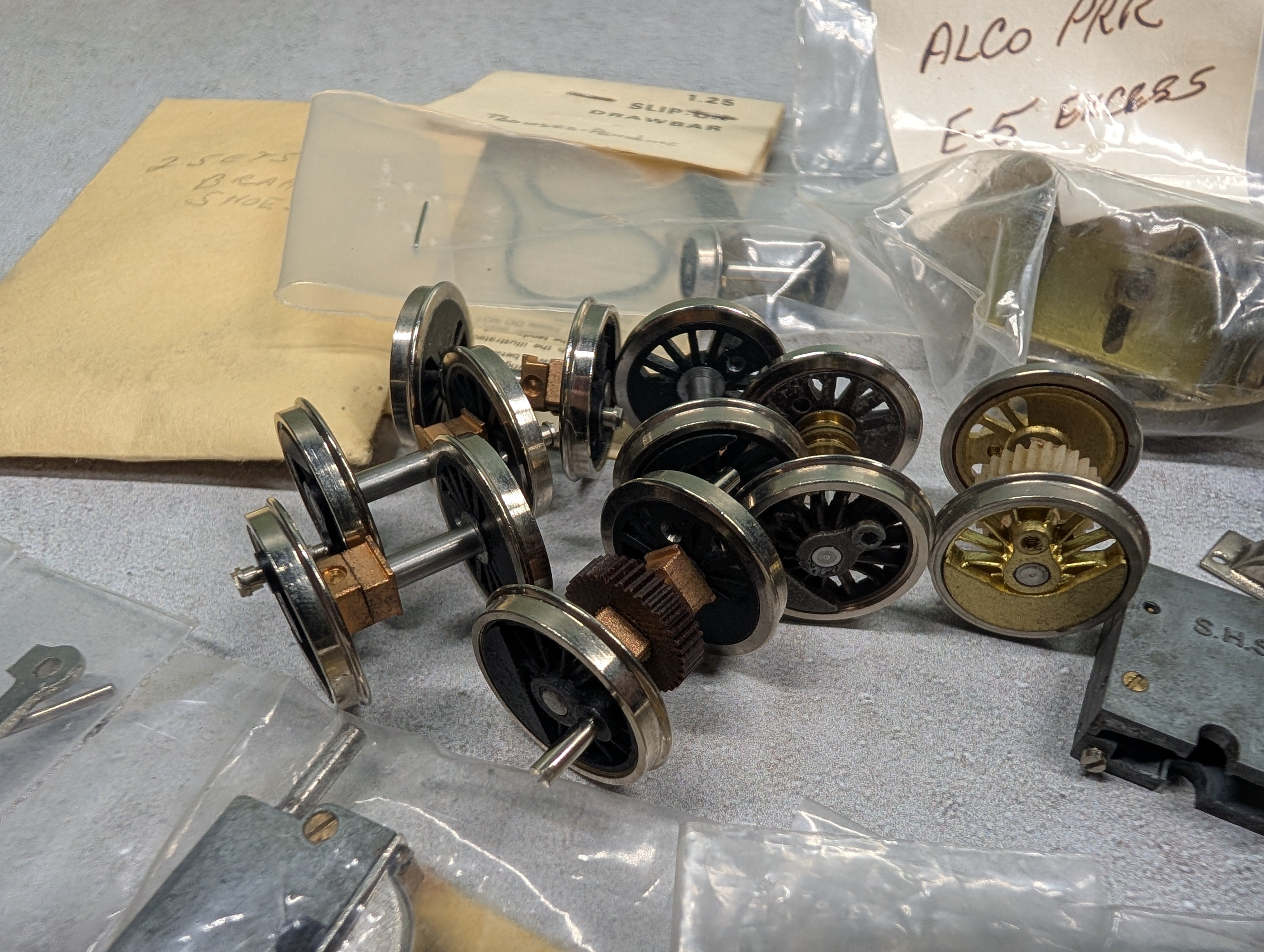 USED HO Scale Large Lot of PFM Steam Locomotive Parts & More Wheels, Gearbox & more