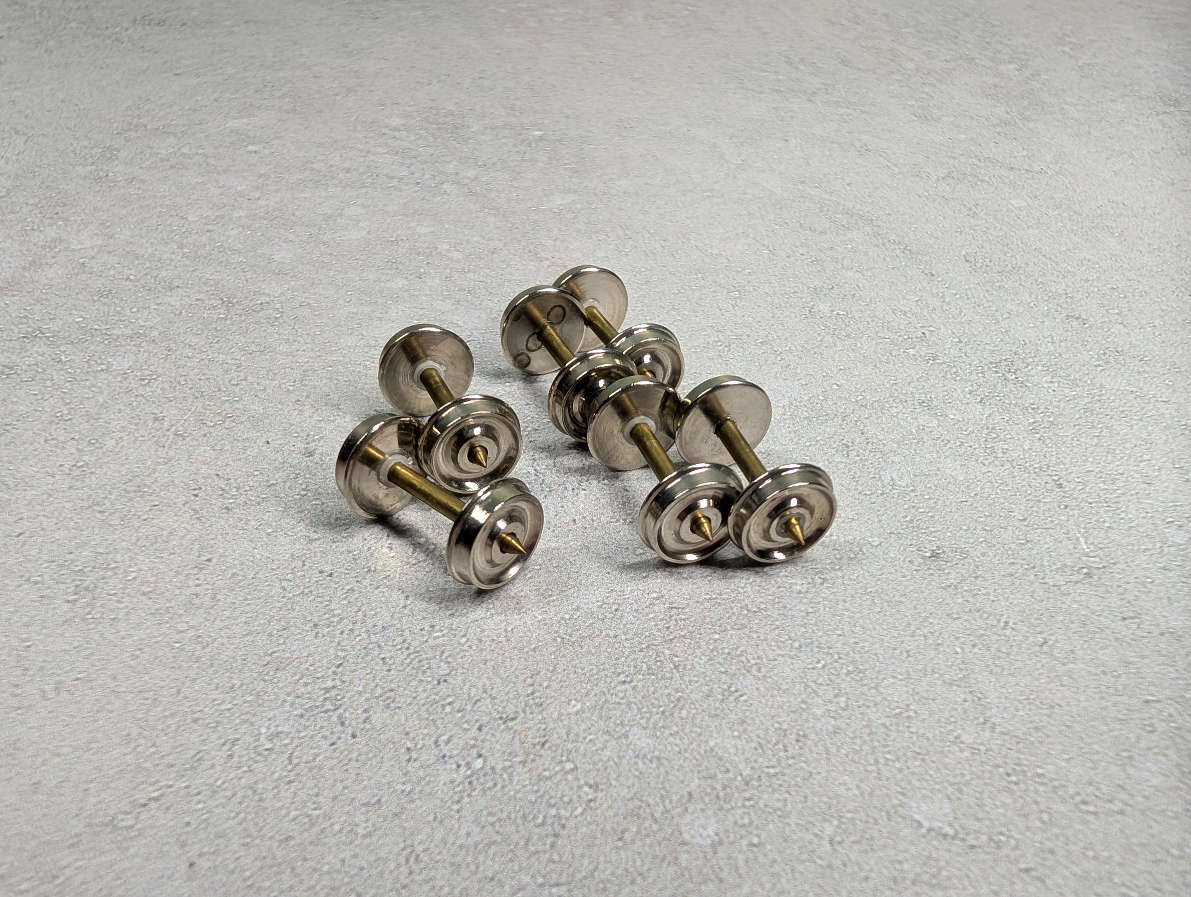 USED HO Scale Nickel Plated Brass Wheels (6 pcs)