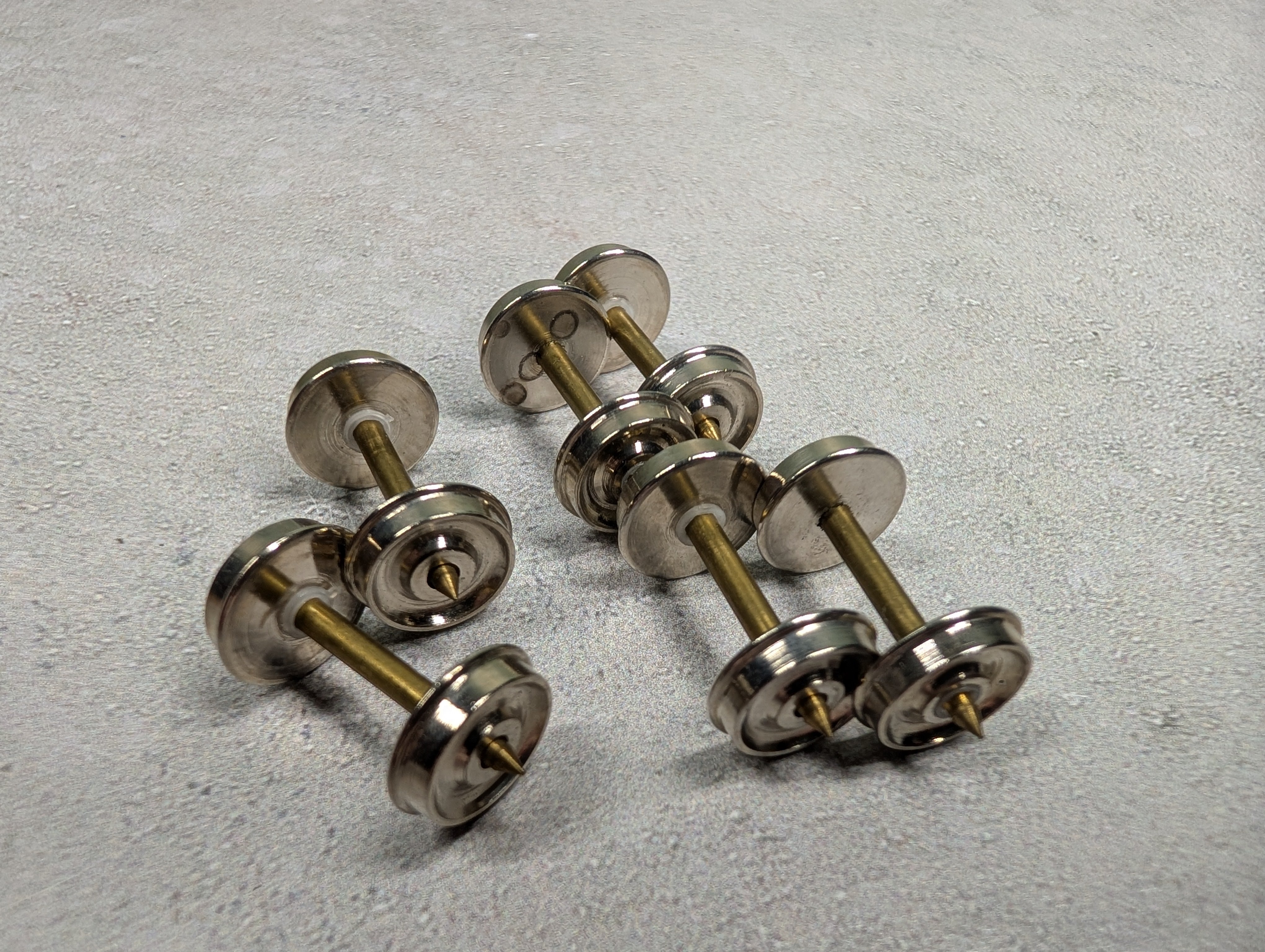 USED HO Scale Nickel Plated Brass Wheels (6 pcs)