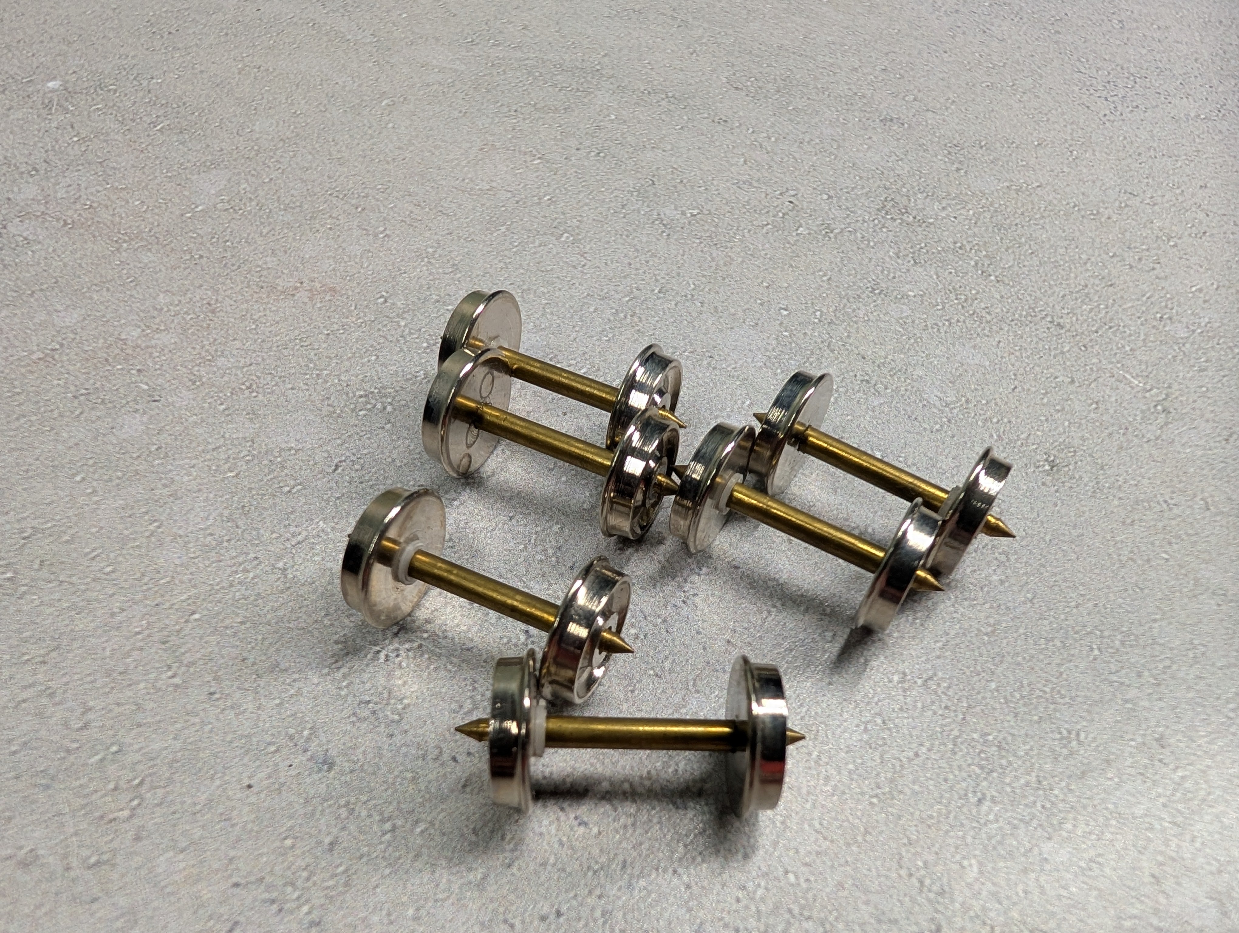 USED HO Scale Nickel Plated Brass Wheels (6 pcs)