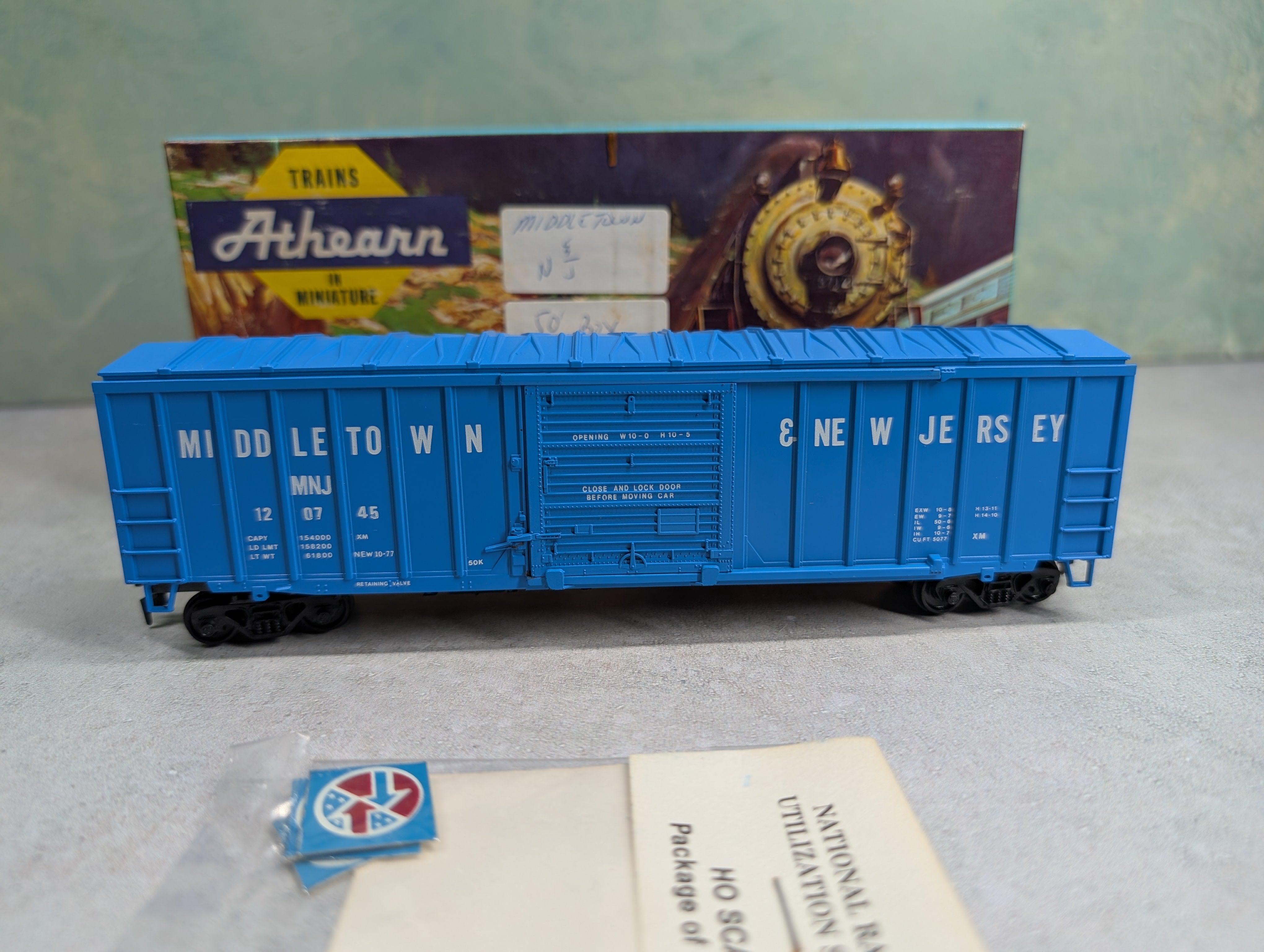 USED Athearn HO Scale 50' ACF Railbox Box Car Middletown & New Jersey MNJ #120745 Bev-Bel