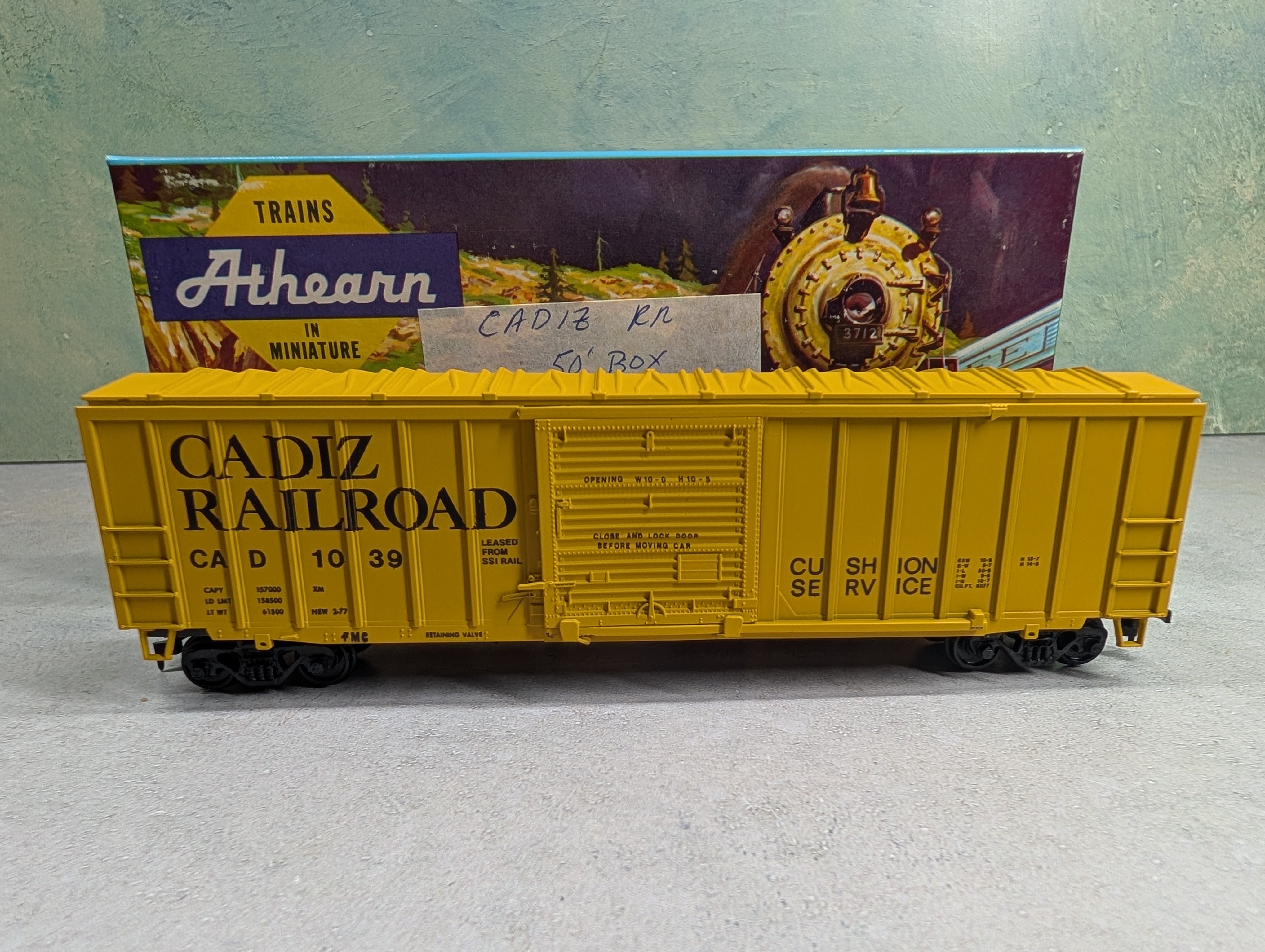USED Athearn HO Scale 50' ACF Railbox Box Car Cadiz Railroad CAD #1039 Bev-Bel
