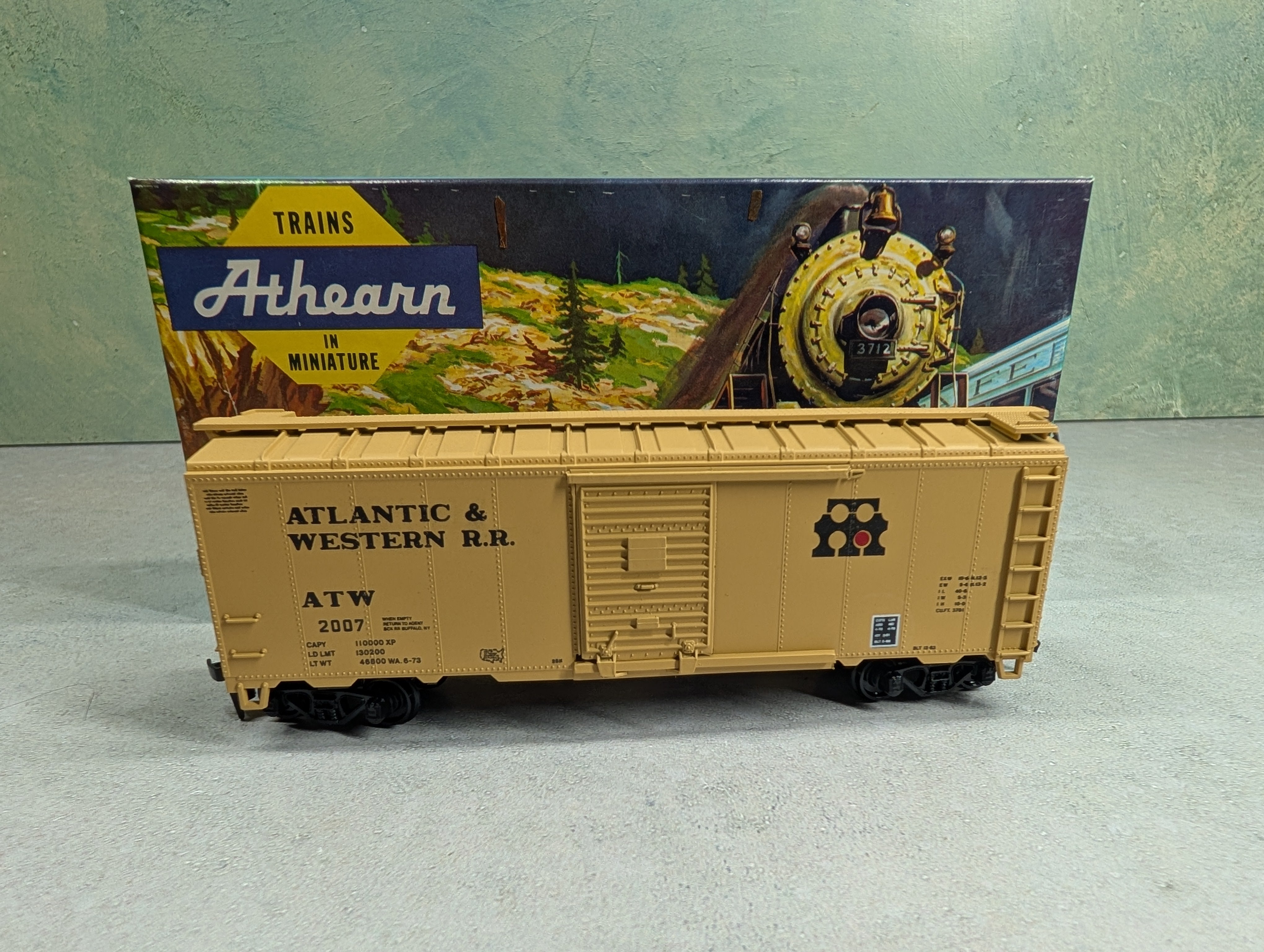 USED Athearn HO Scale 40' Box Car Atlantic & Western RR ATW #2007 Bev-Bel