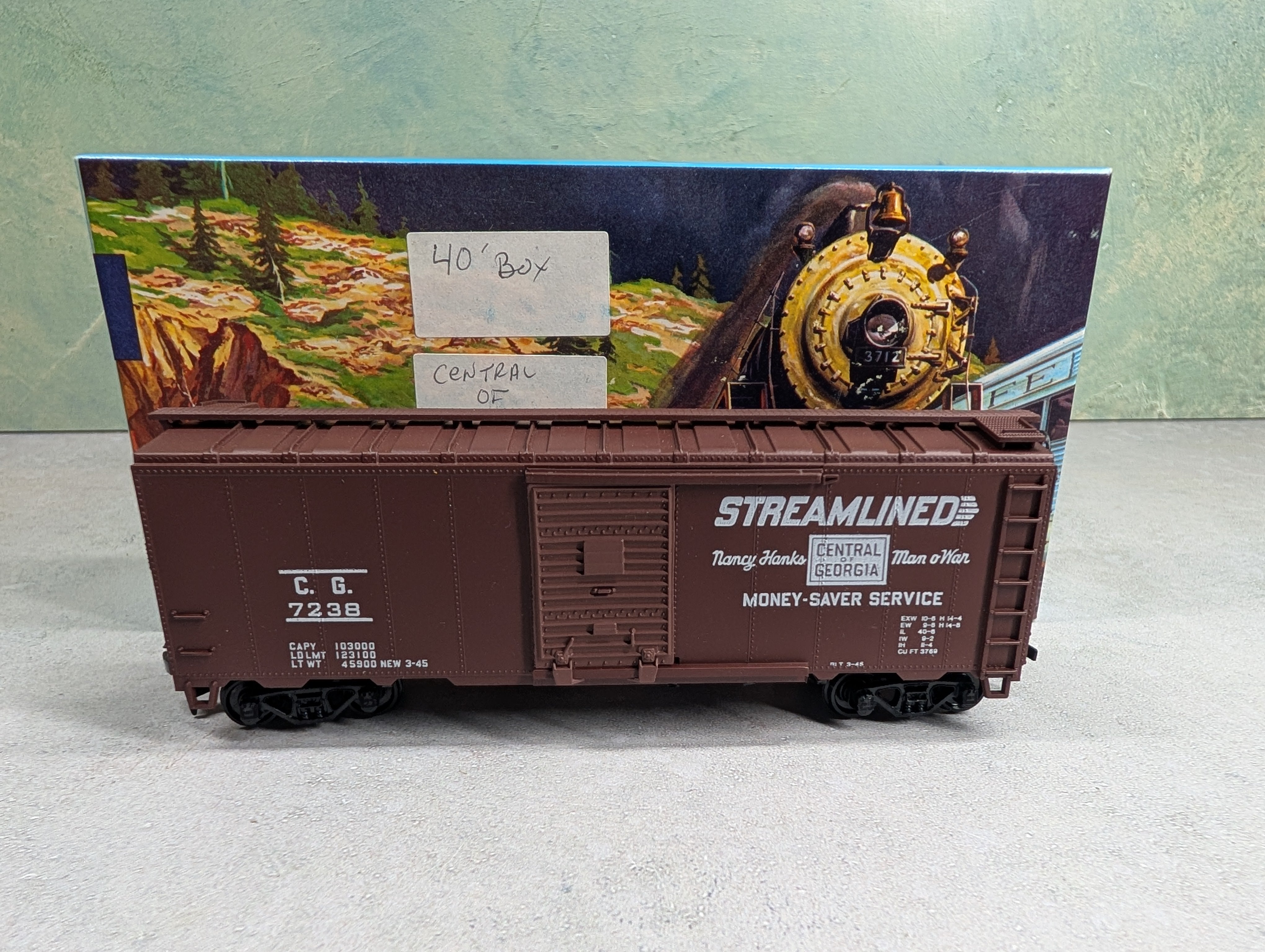 USED Athearn HO Scale 40' Box Car Central of Georgia CG #7238 Bev-Bel