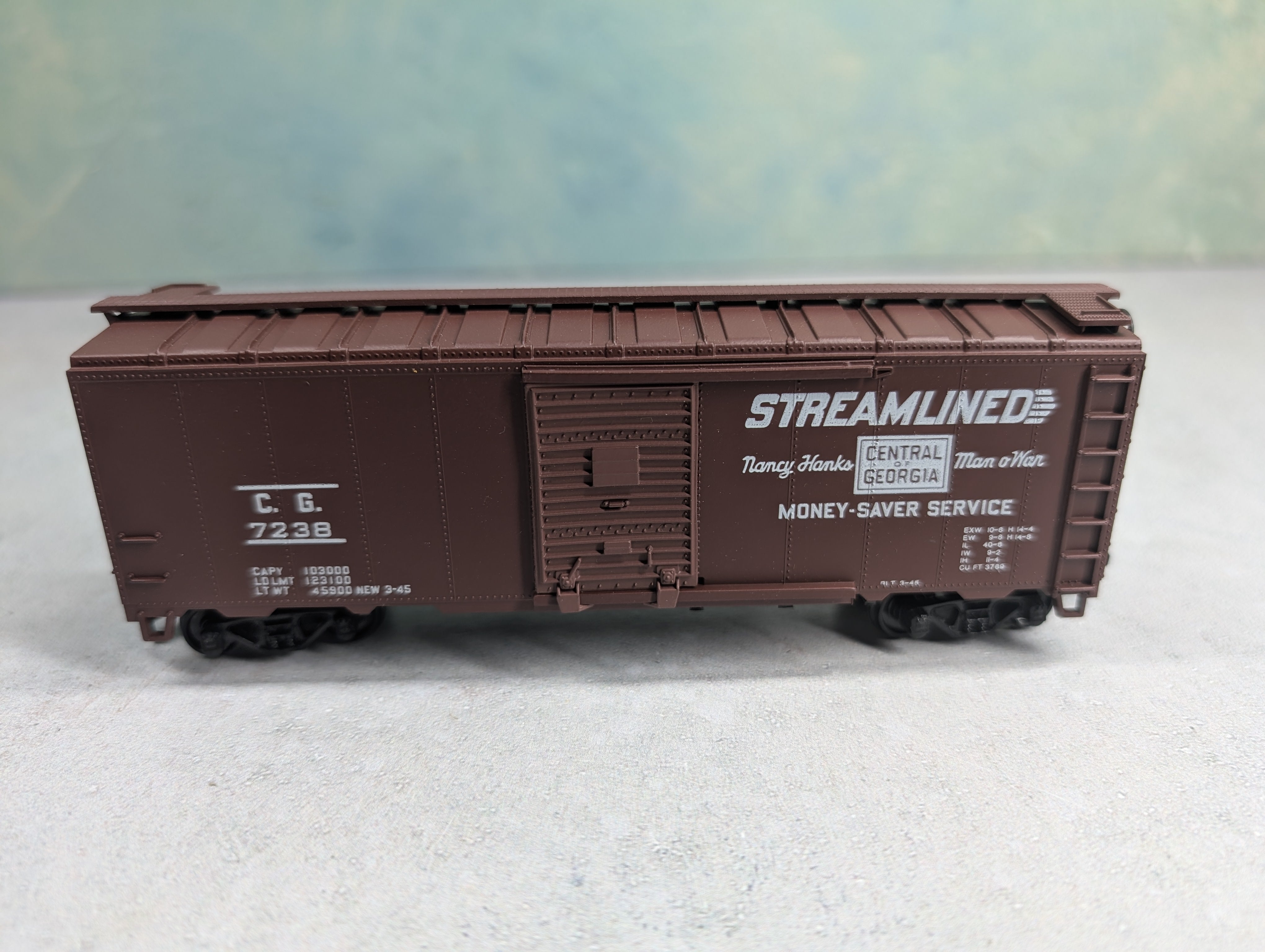 USED Athearn HO Scale 40' Box Car Central of Georgia CG #7238 Bev-Bel