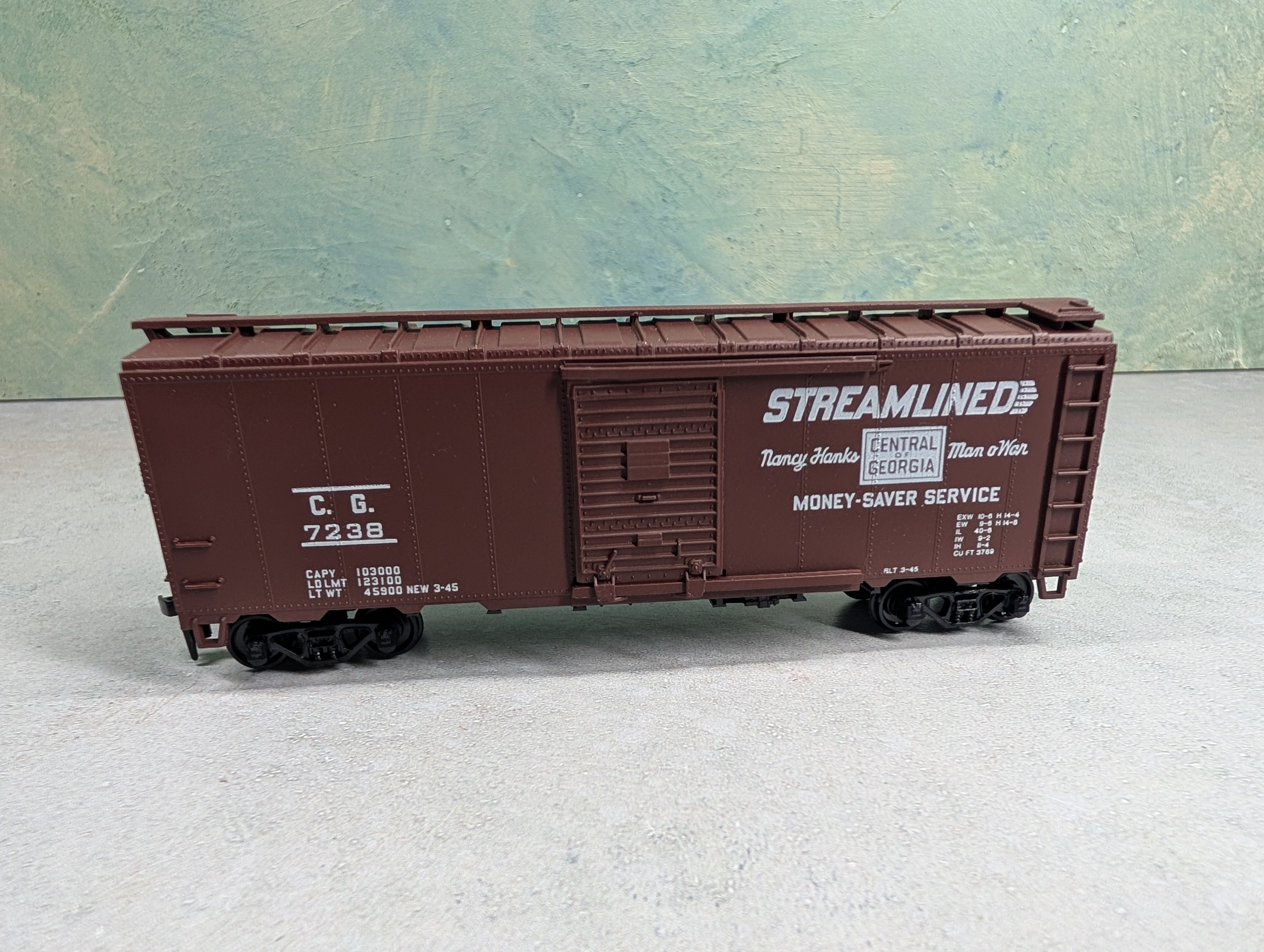 USED Athearn HO Scale 40' Box Car Central of Georgia CG #7238 Bev-Bel