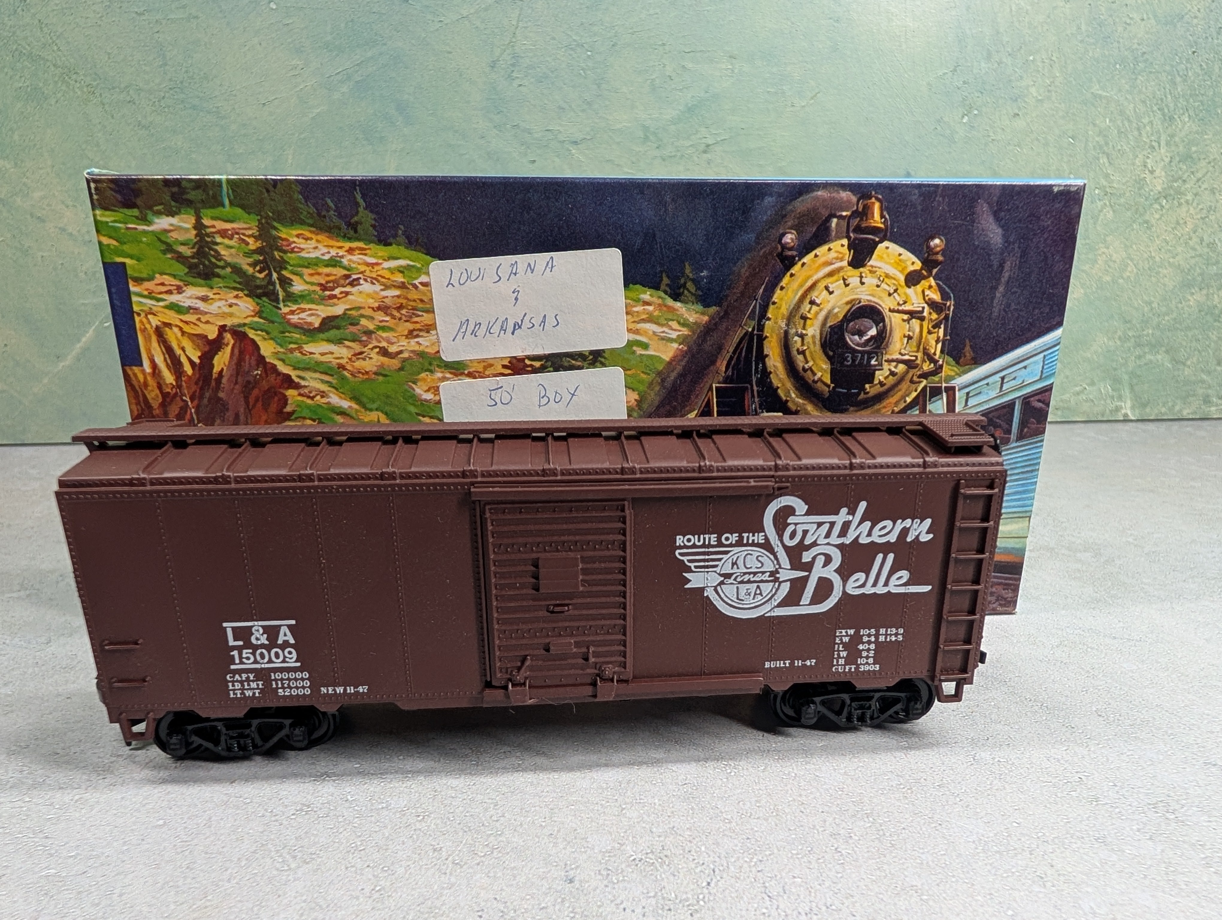 USED Athearn HO Scale 40' Box Car Louisiana and Arkansas L&A #15009 Bev-Bel