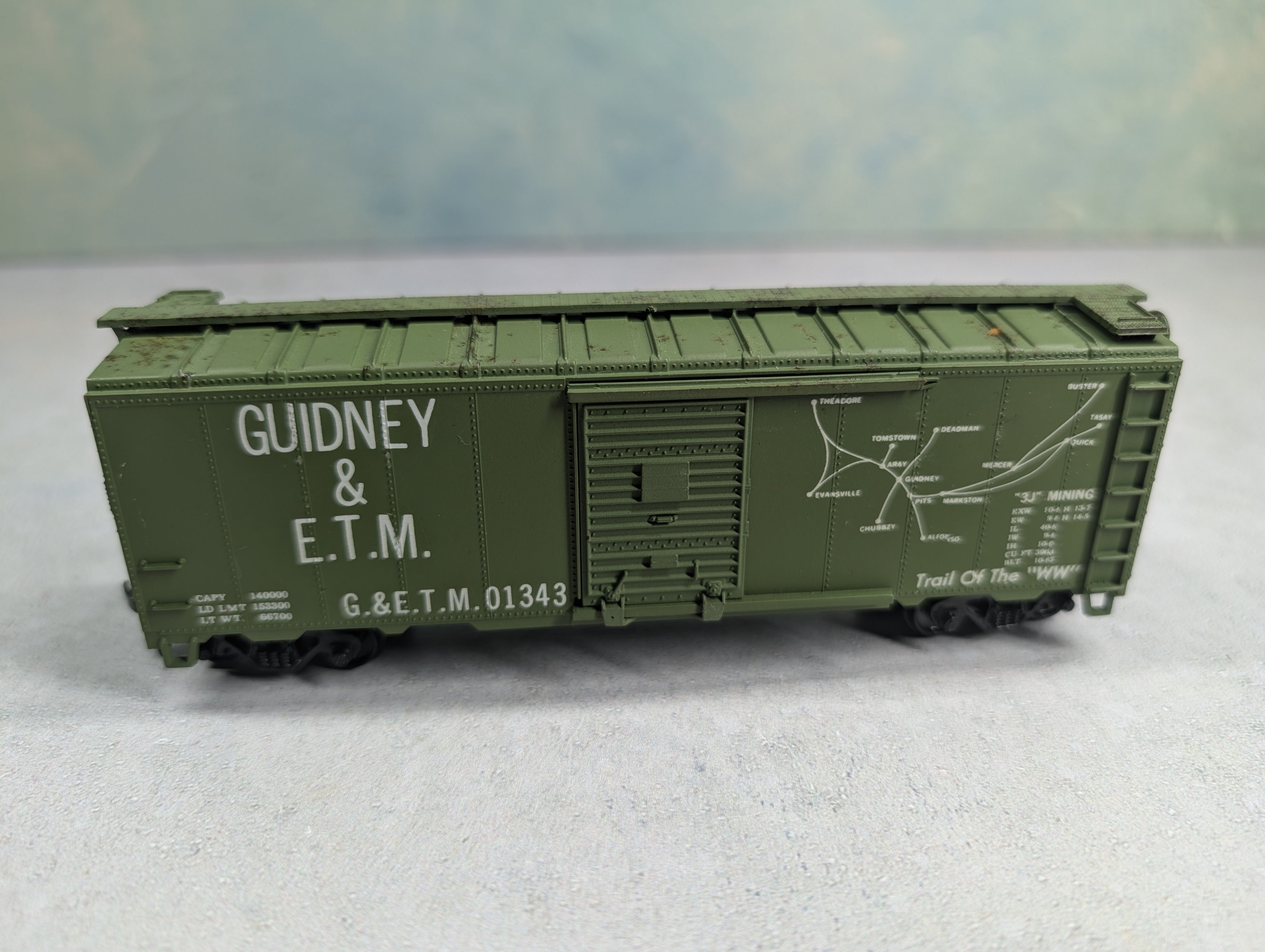 USED Athearn HO Scale 40' Box Car Guidney & ETM G&ETM #01343 Custom